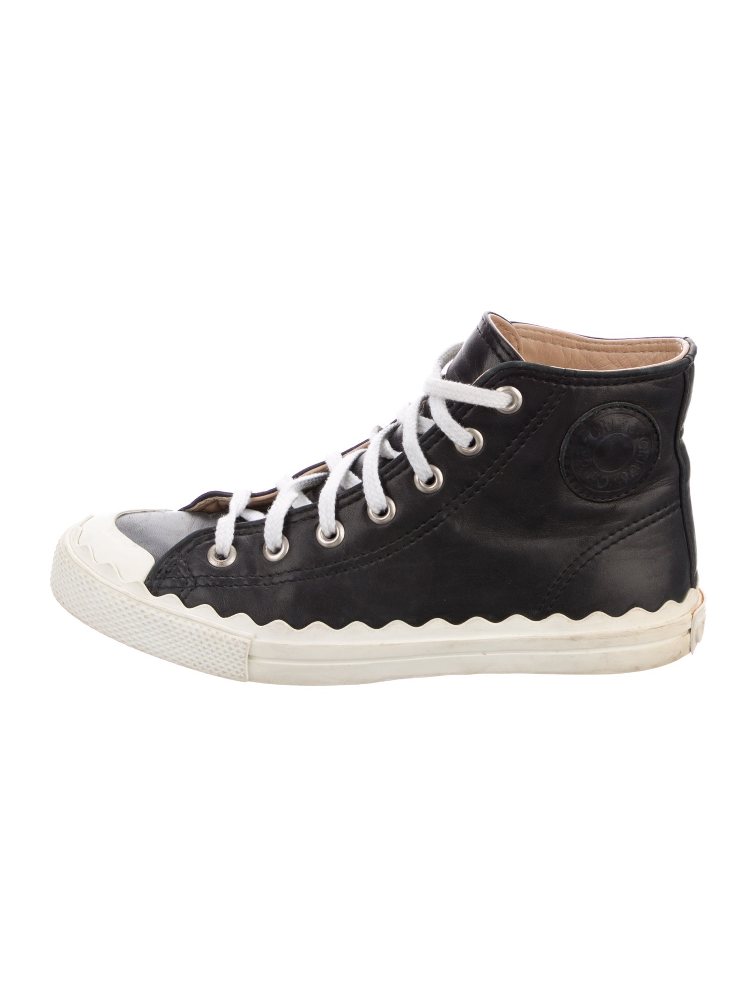 Chloé Leather Scalloped Accent Sneakers