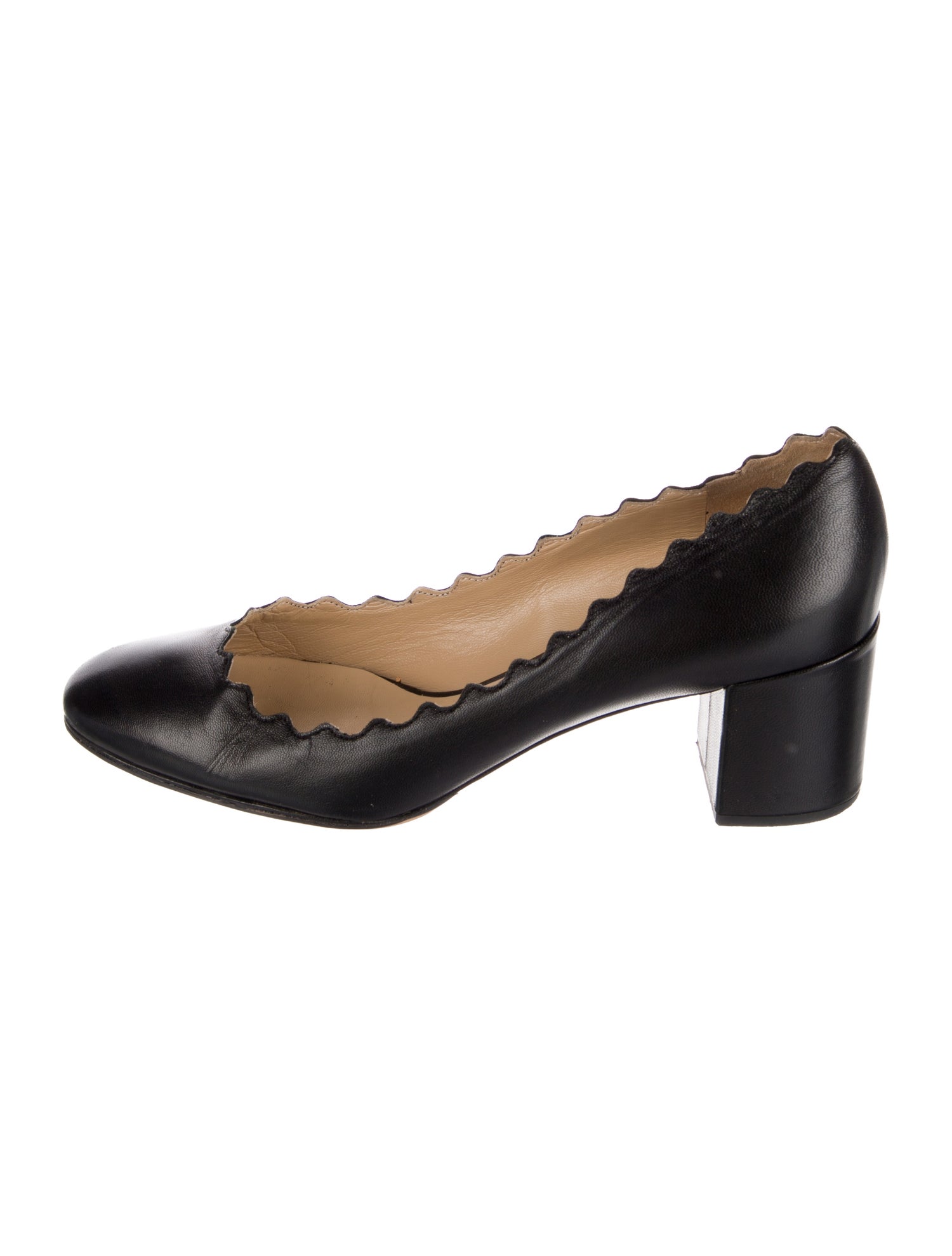Chloé Leather Scalloped Accent Pumps