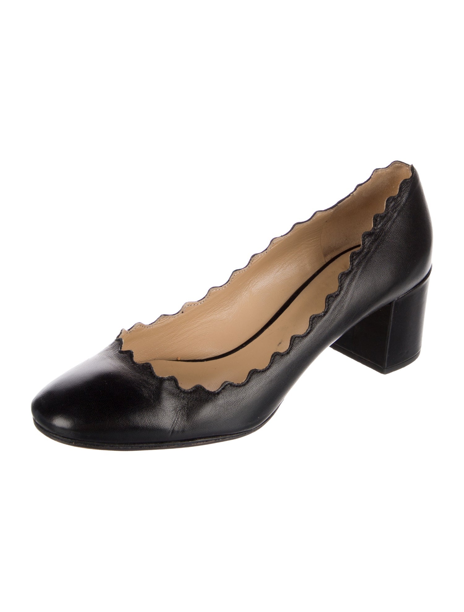 Chloé Leather Scalloped Accent Pumps