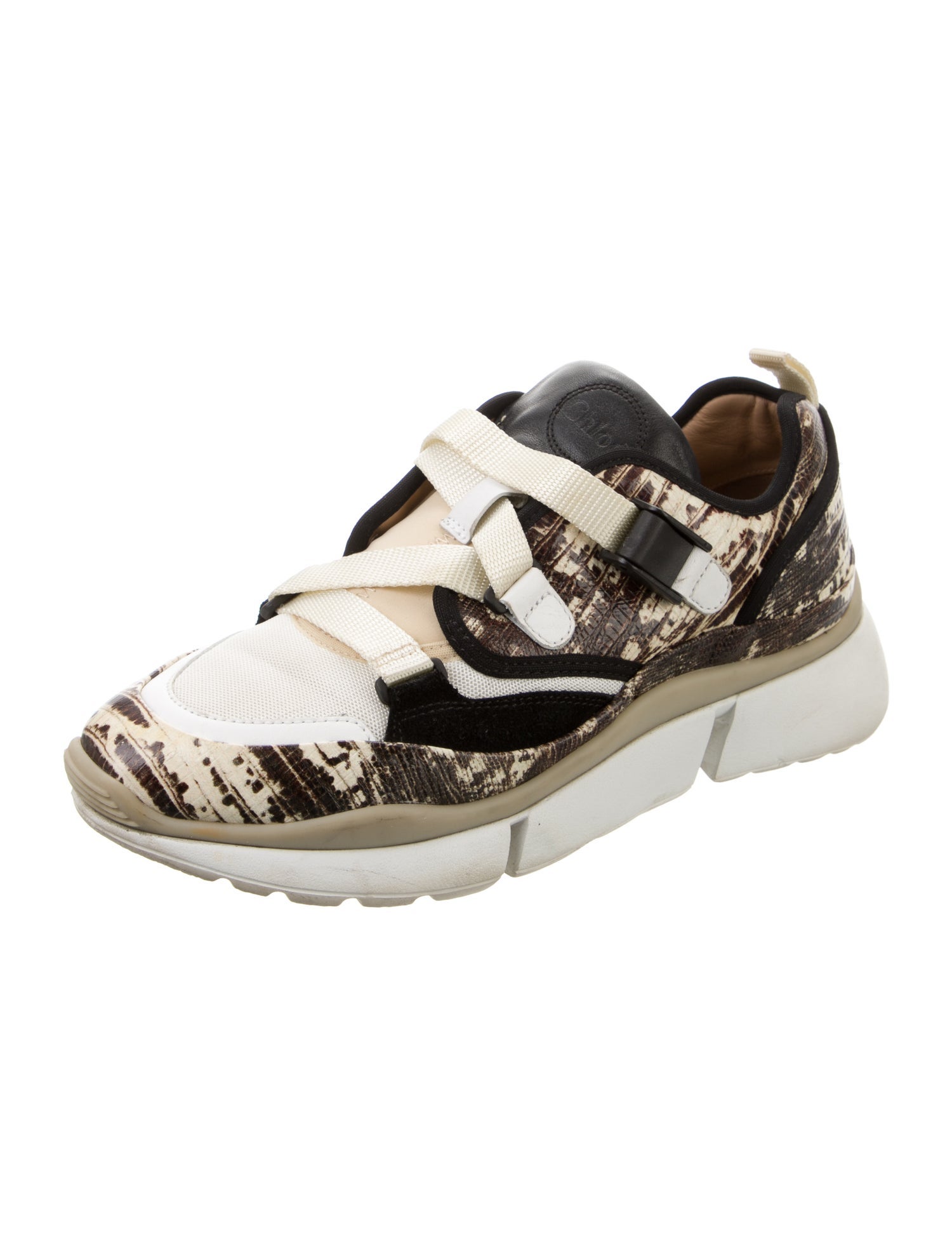 Chloé Leather Animal Print Sneakers