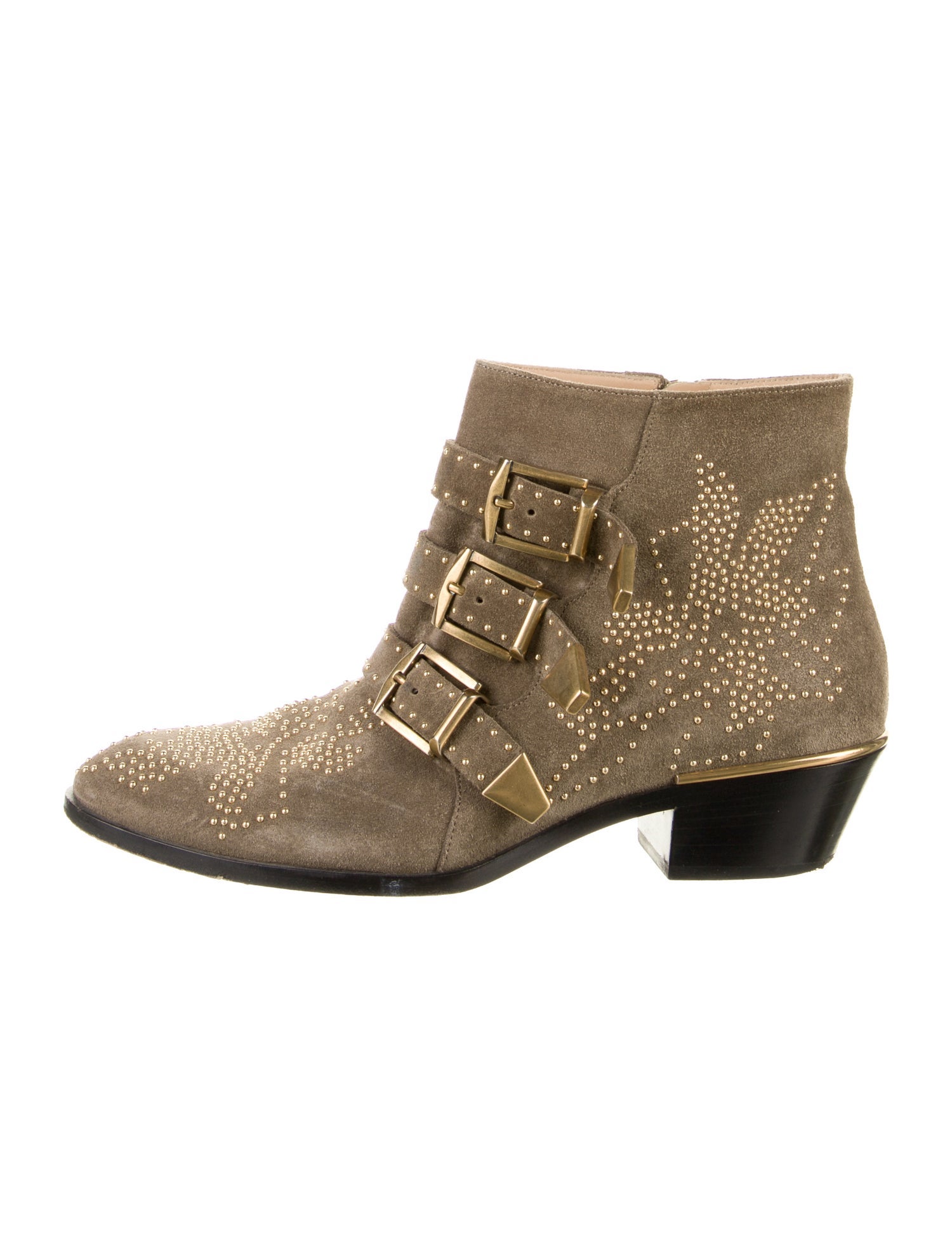 Chloé Suede Colorblock Pattern Moto Boots