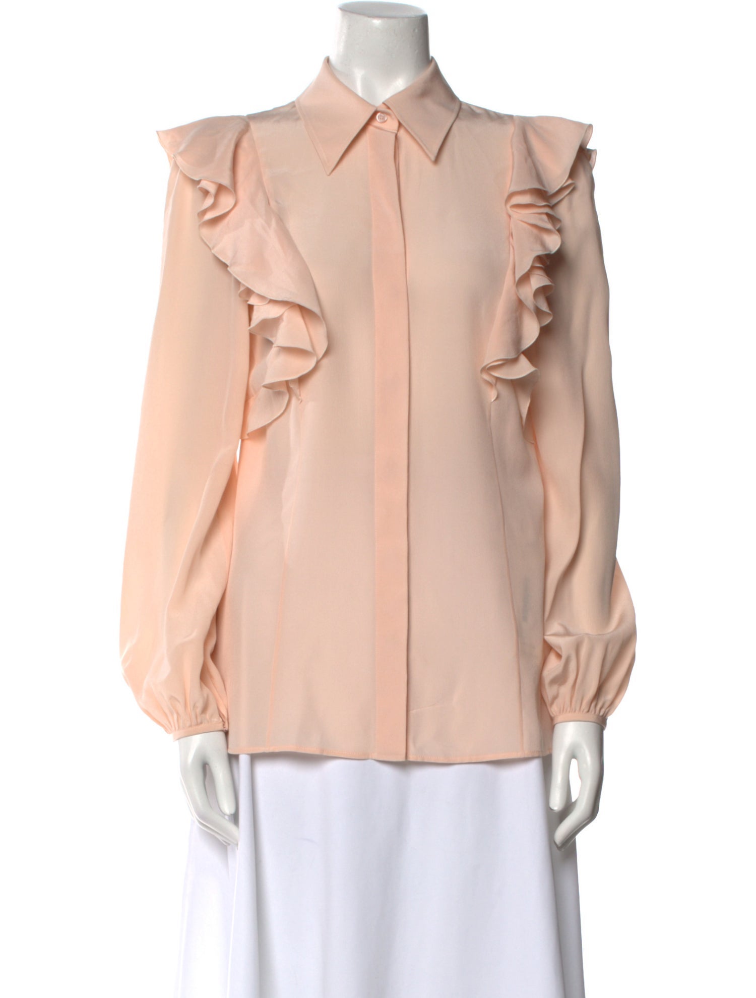 Chloé Silk Long Sleeve Button-Up Top