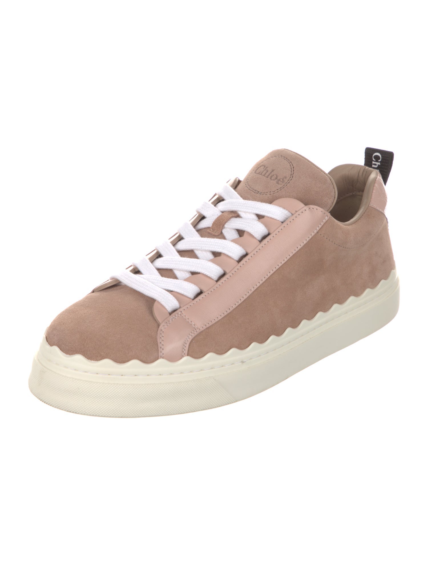 Chloé Suede Scalloped Accent Sneakers