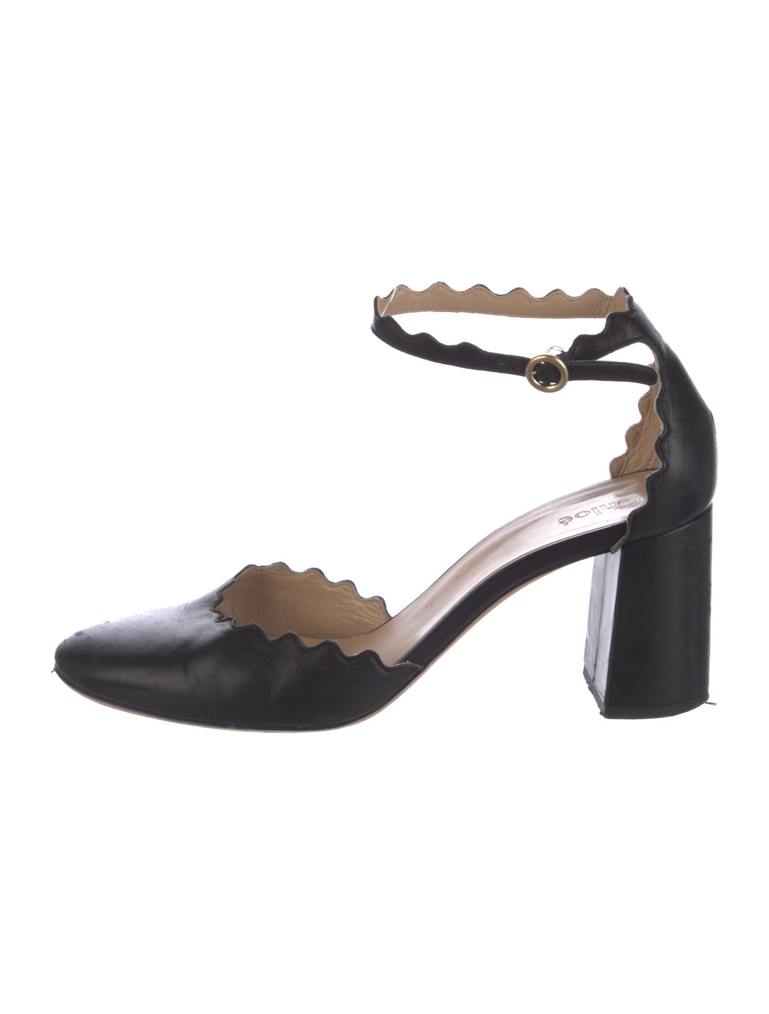 Chloé Leather Scalloped Accent D'Orsay Pumps