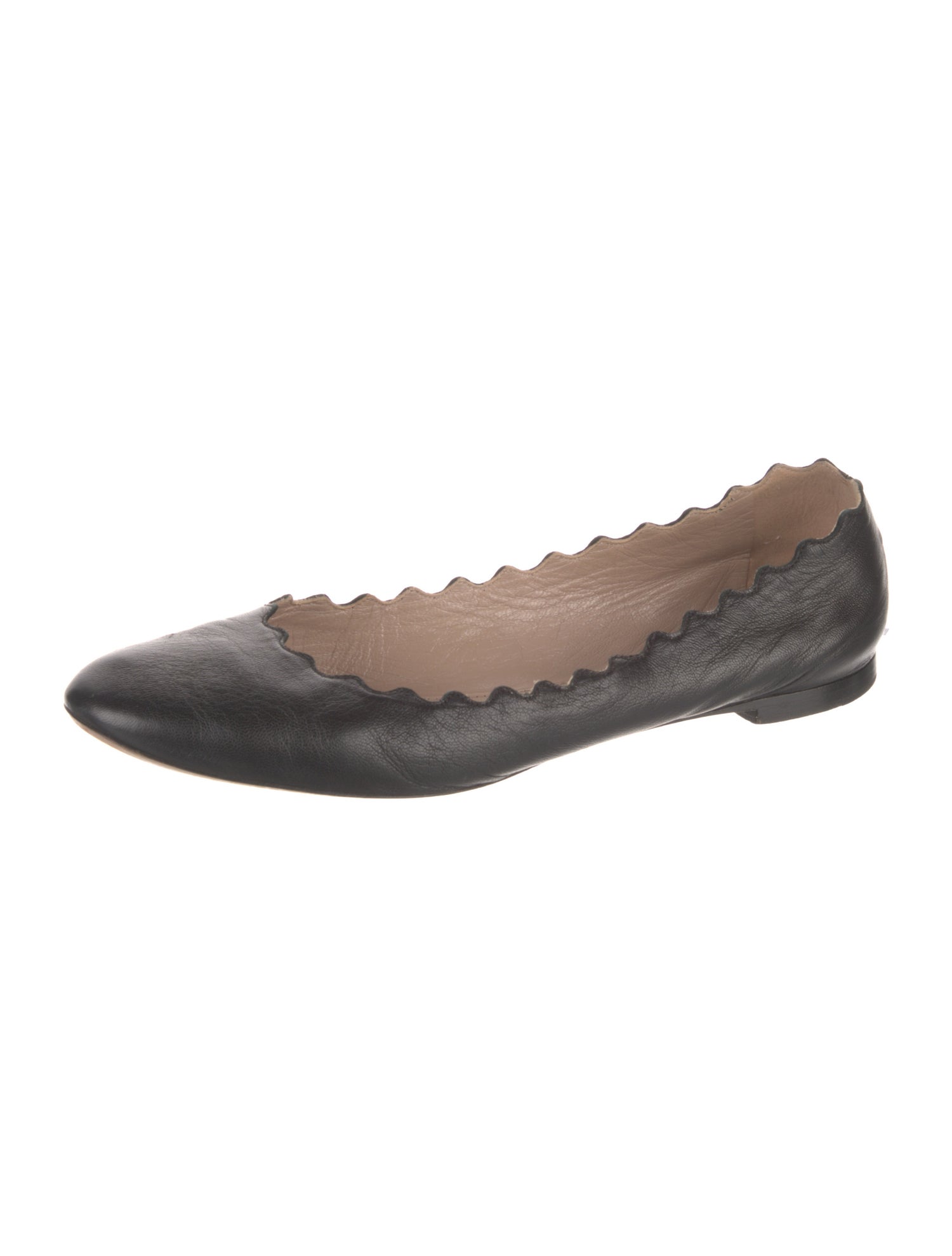 Chloé Leather Scalloped Accent Ballet Flats