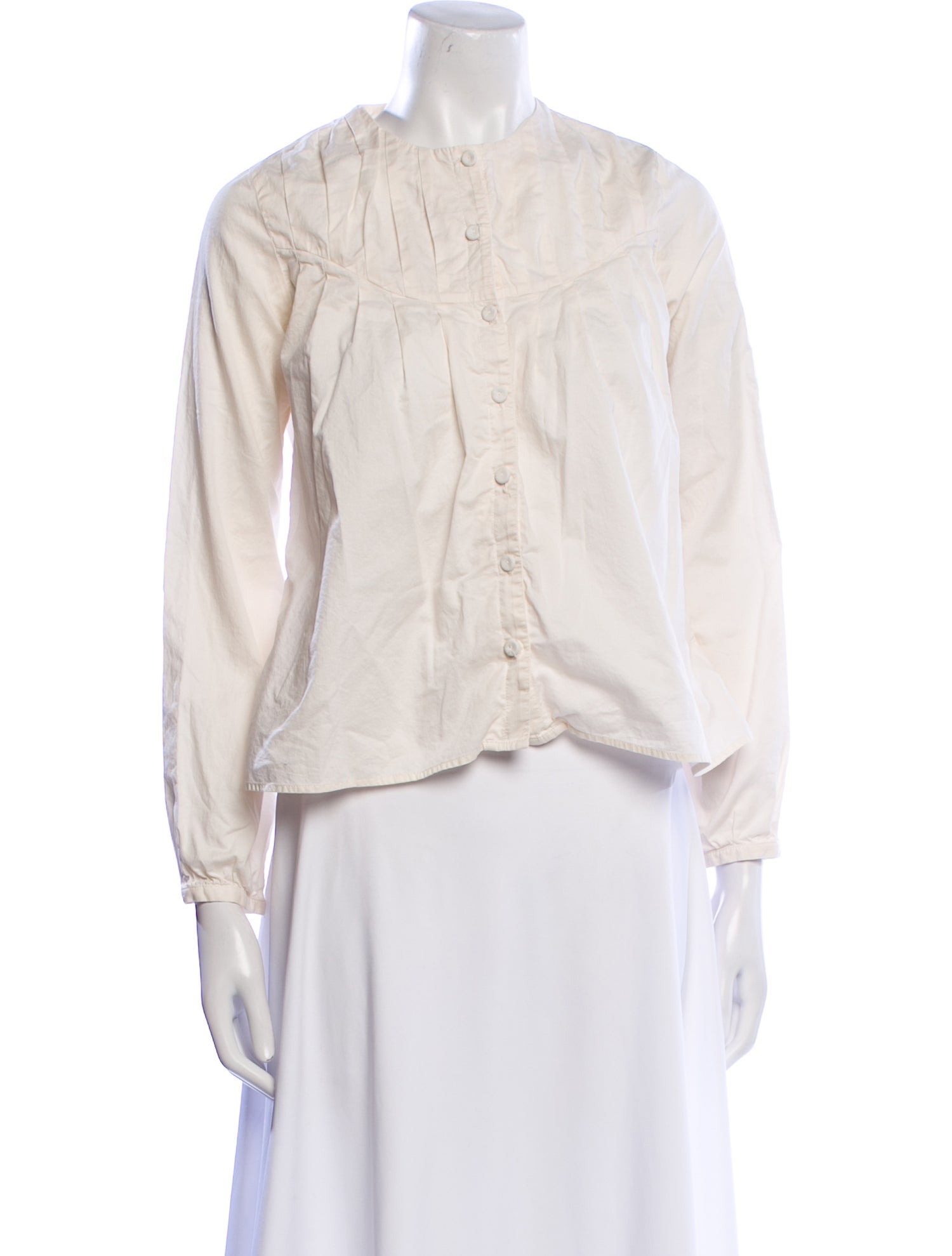 Chloé Girls' Pleated Accent Long Sleeve Blouse Top