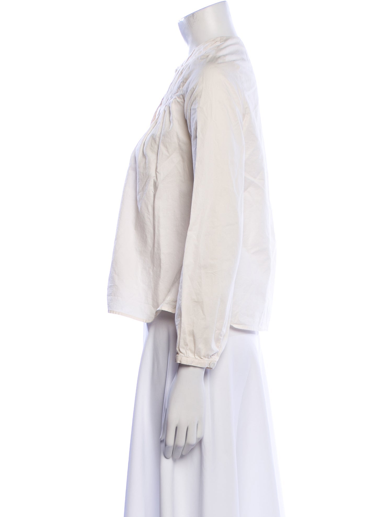 Chloé Girls' Pleated Accent Long Sleeve Blouse Top