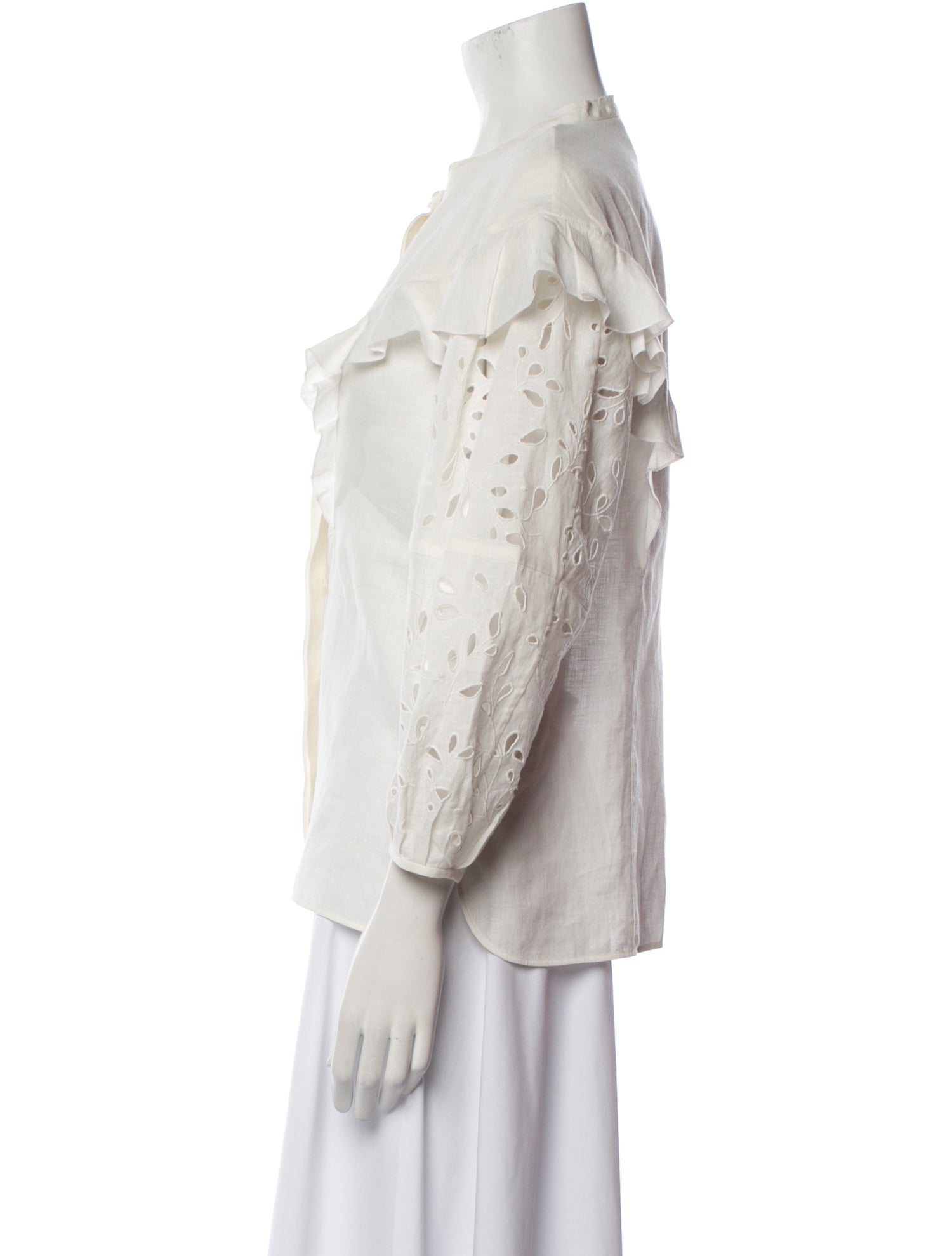 Chloé Linen Crew Neck Button-Up Top