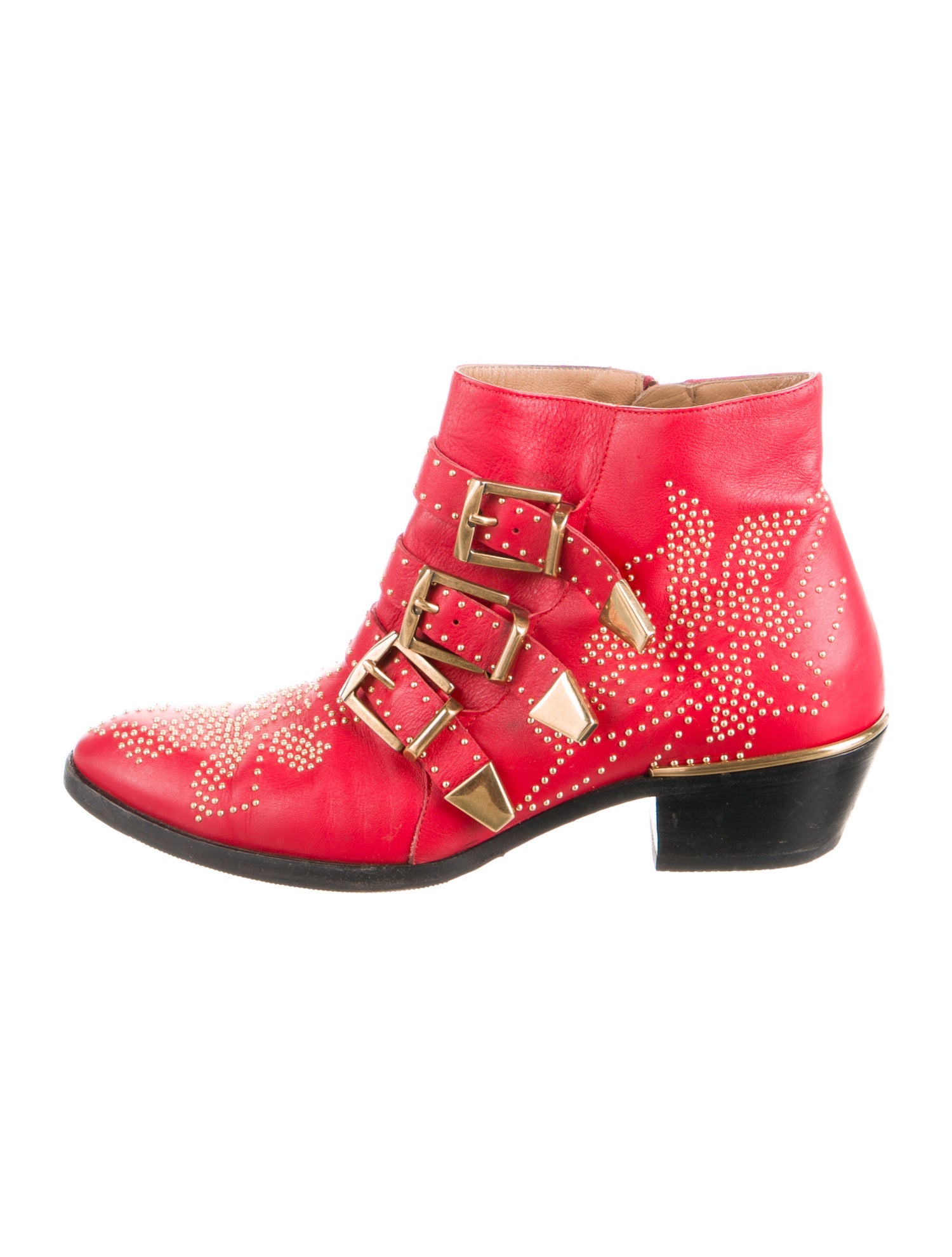 Chloé Leather Studded Accents Western Boots