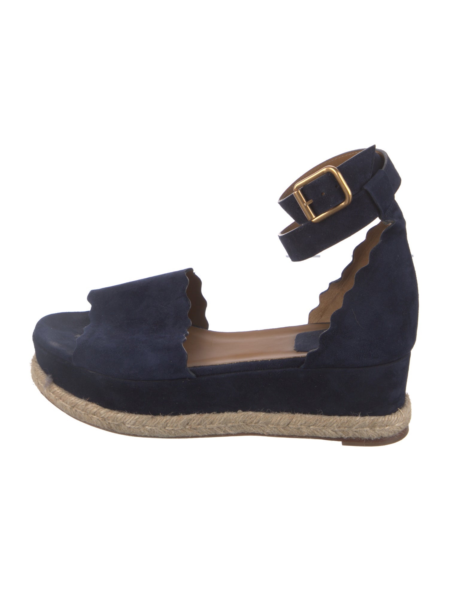 Chloé Suede Scalloped Accent Espadrilles
