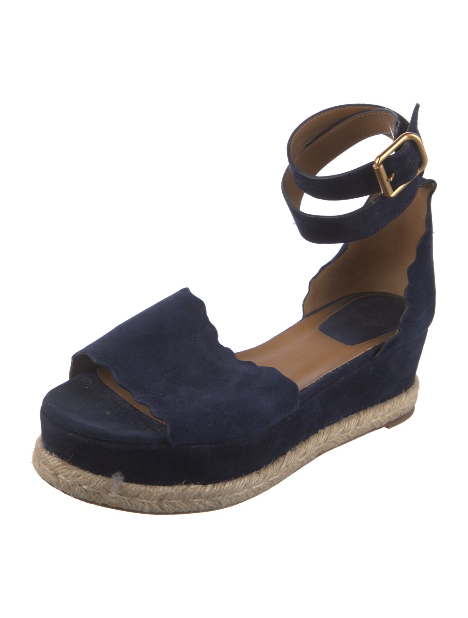 Chloé Suede Scalloped Accent Espadrilles