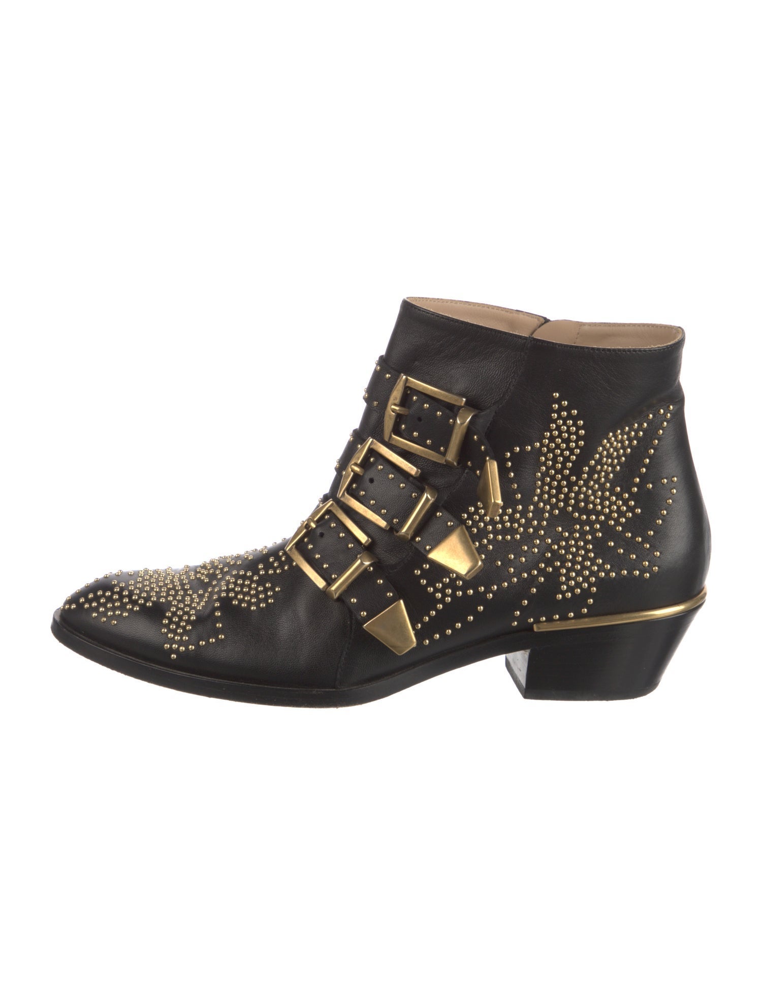 Chloé Leather Studded Accents Western Boots