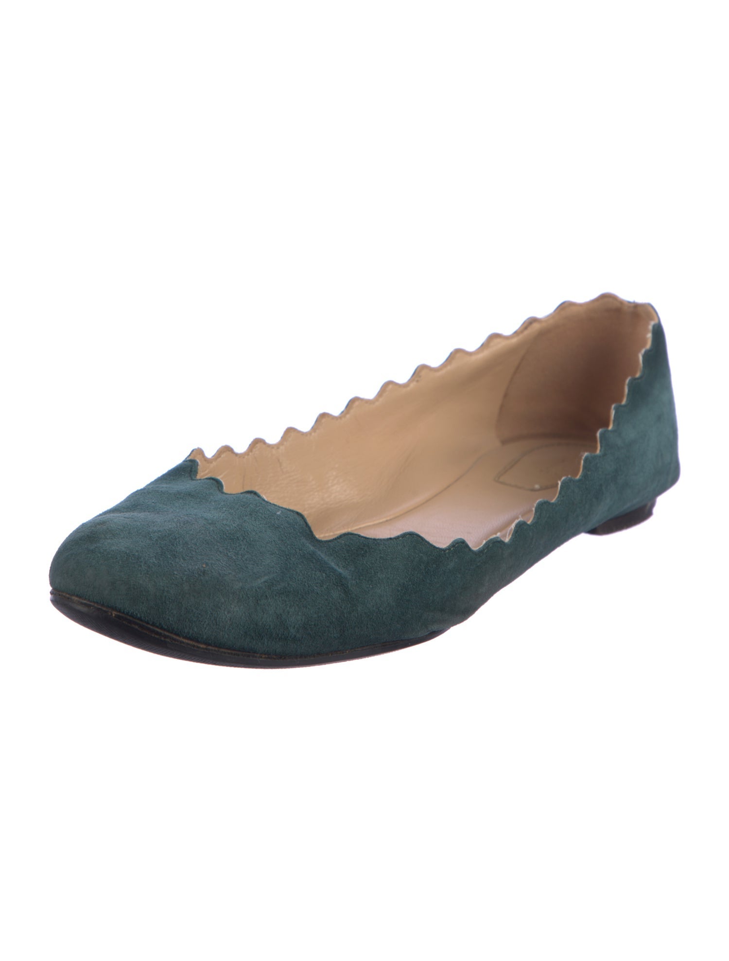 Chloé Suede Scalloped Accent Flats