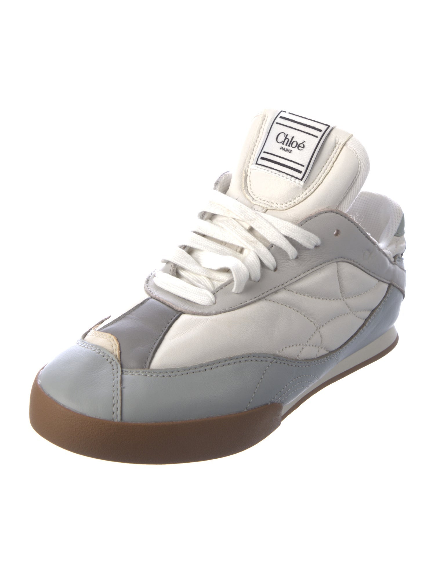 Chloé Leather Colorblock Pattern Sneakers