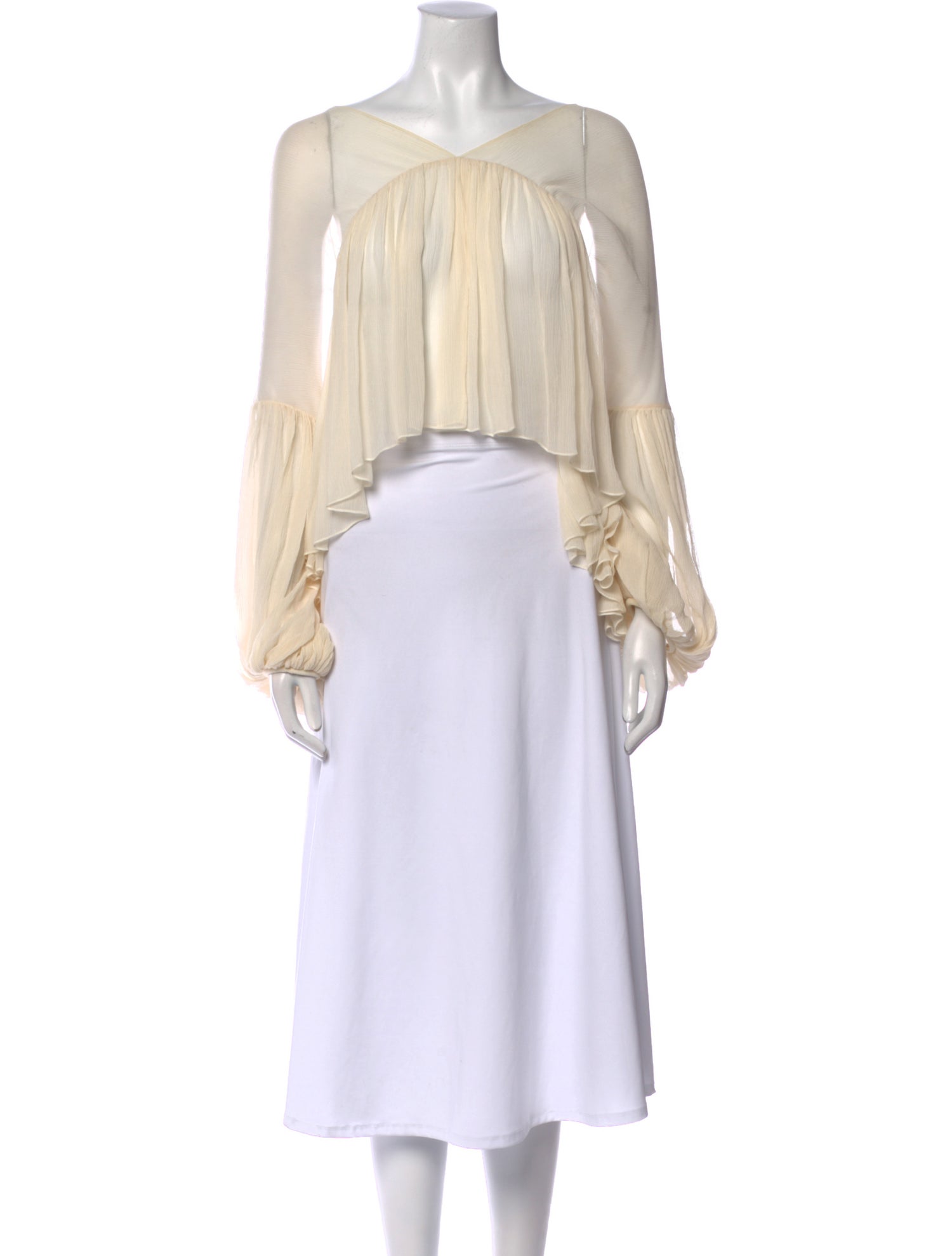 Chloé Off-The-Shoulder Long Sleeve Crop Top