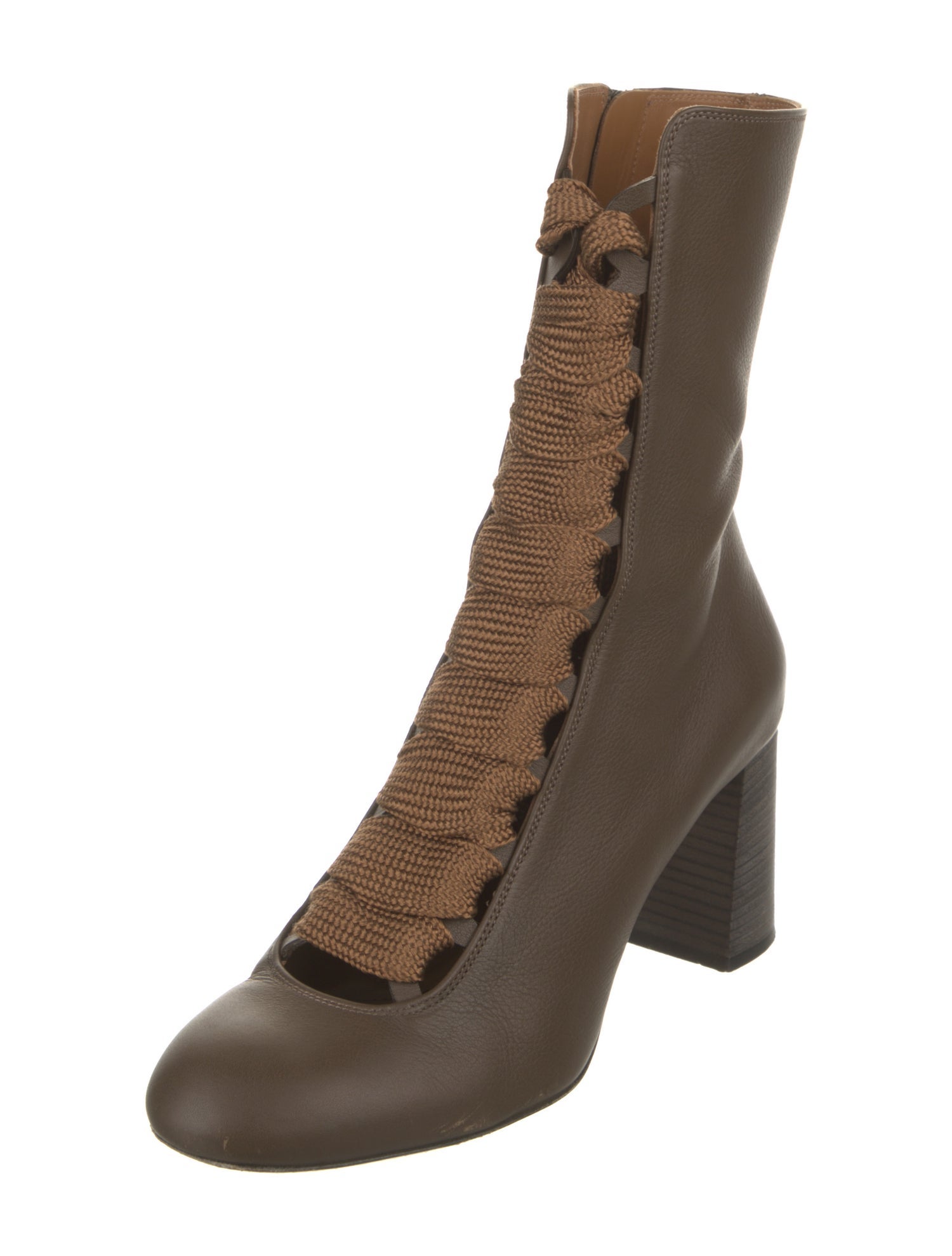Chloé Leather Lace-Up Boots