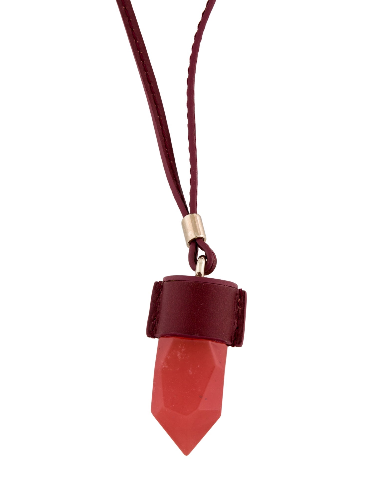 Chloé Stone and Leather Pendant Necklace