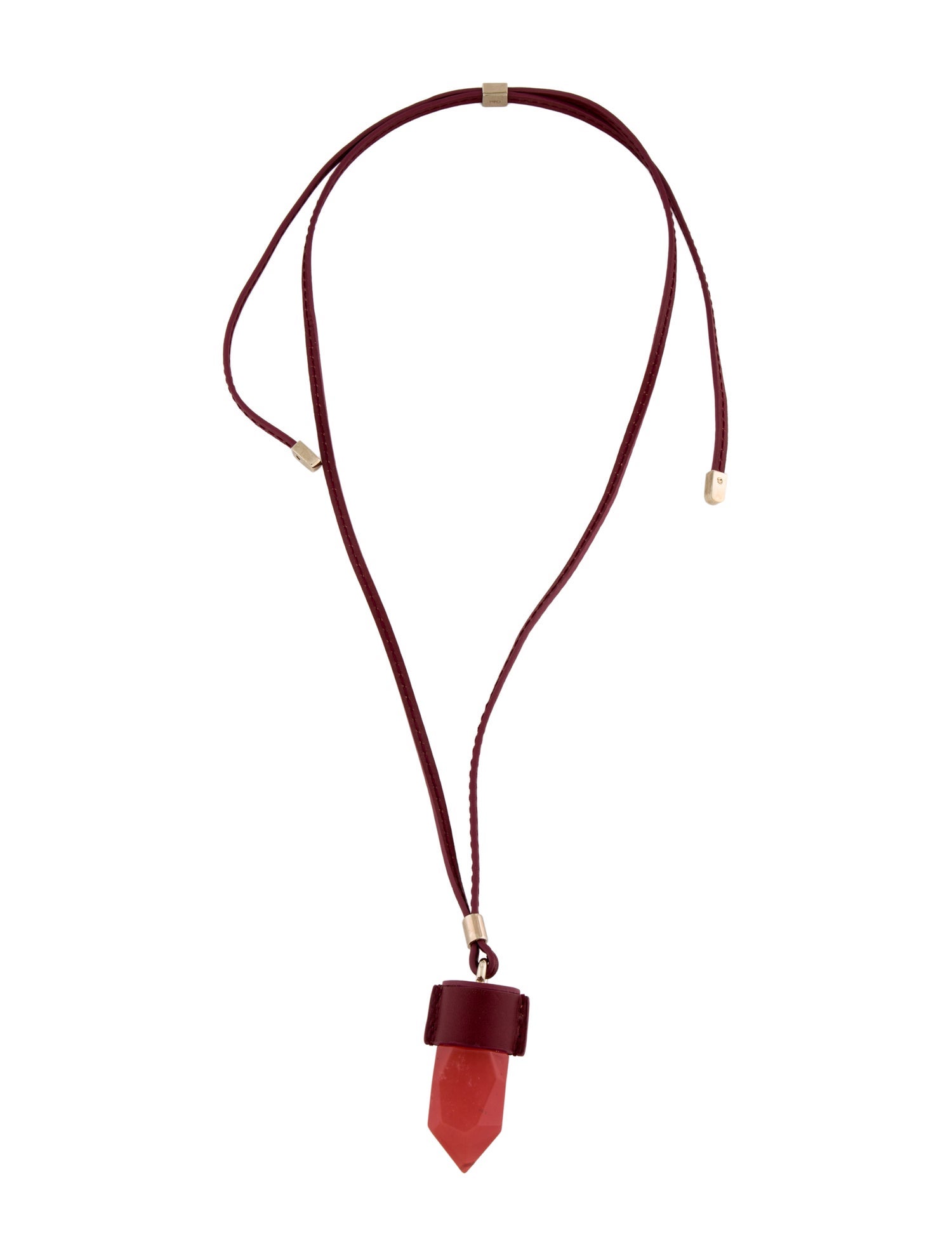 Chloé Stone and Leather Pendant Necklace