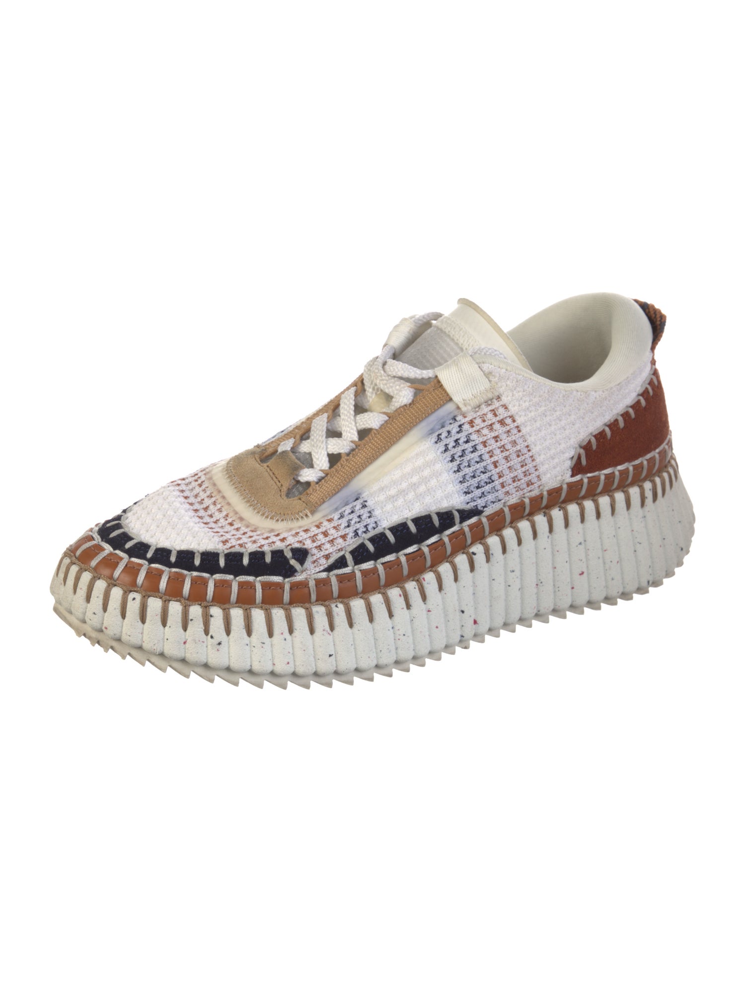 Chloé Plaid Print Whipstitch Trim Sneakers
