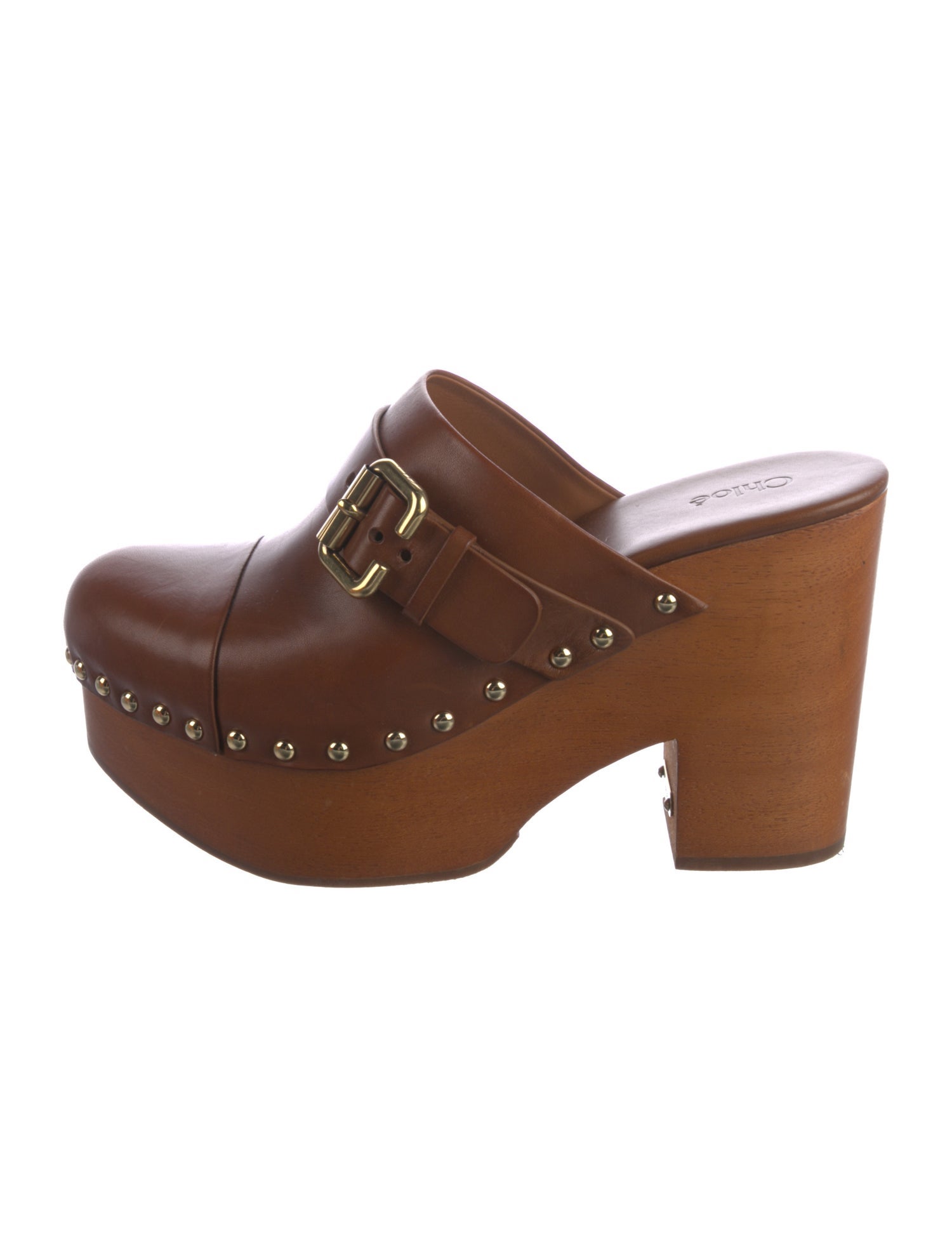 Chloé Leather Studded Accents Mules