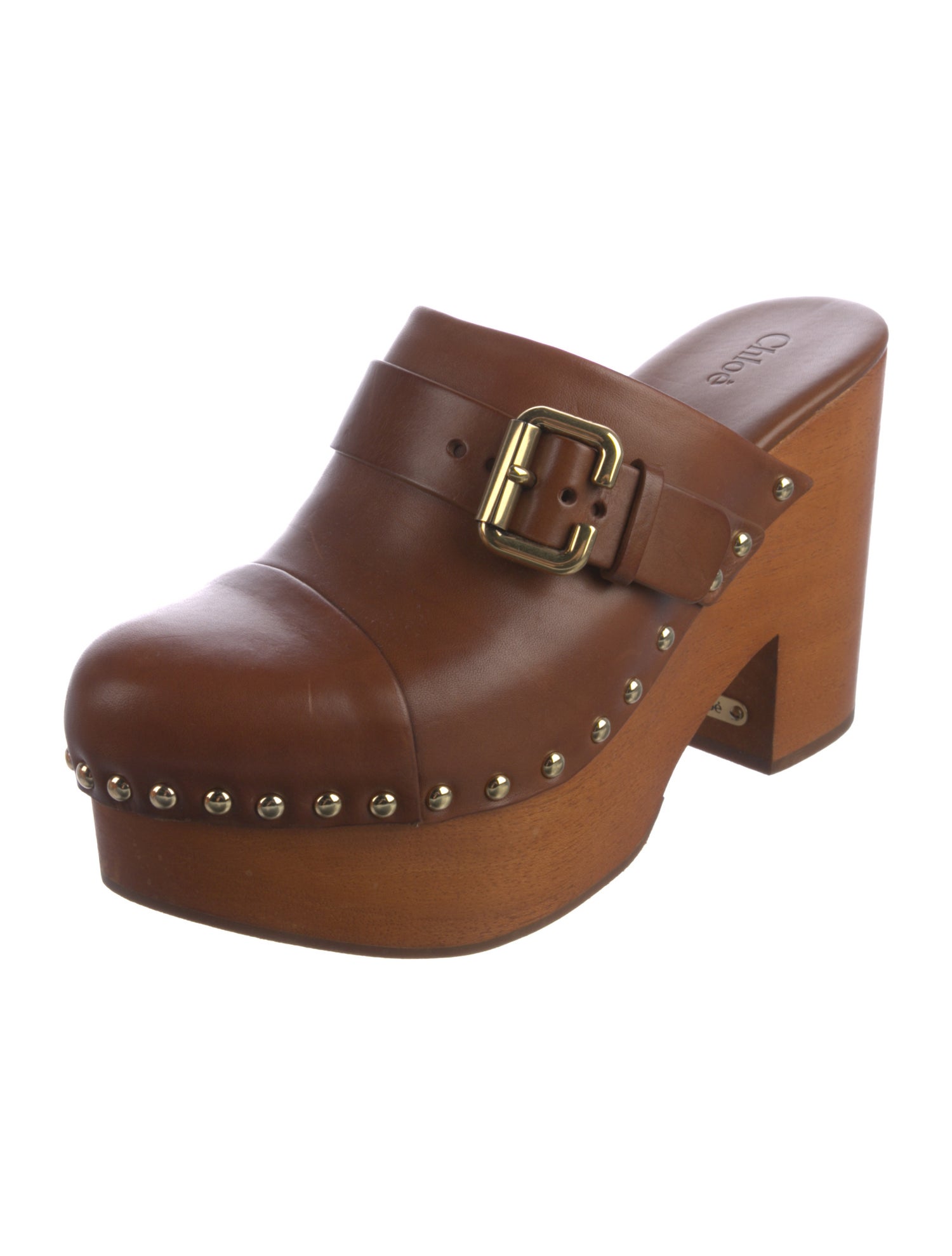 Chloé Leather Studded Accents Mules