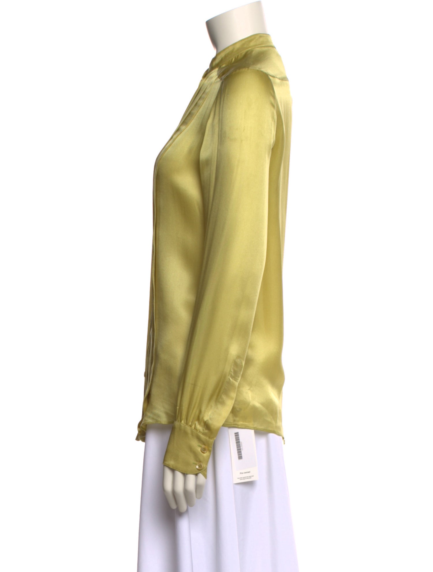 Chloé Silk Mock Neck Button-Up Top