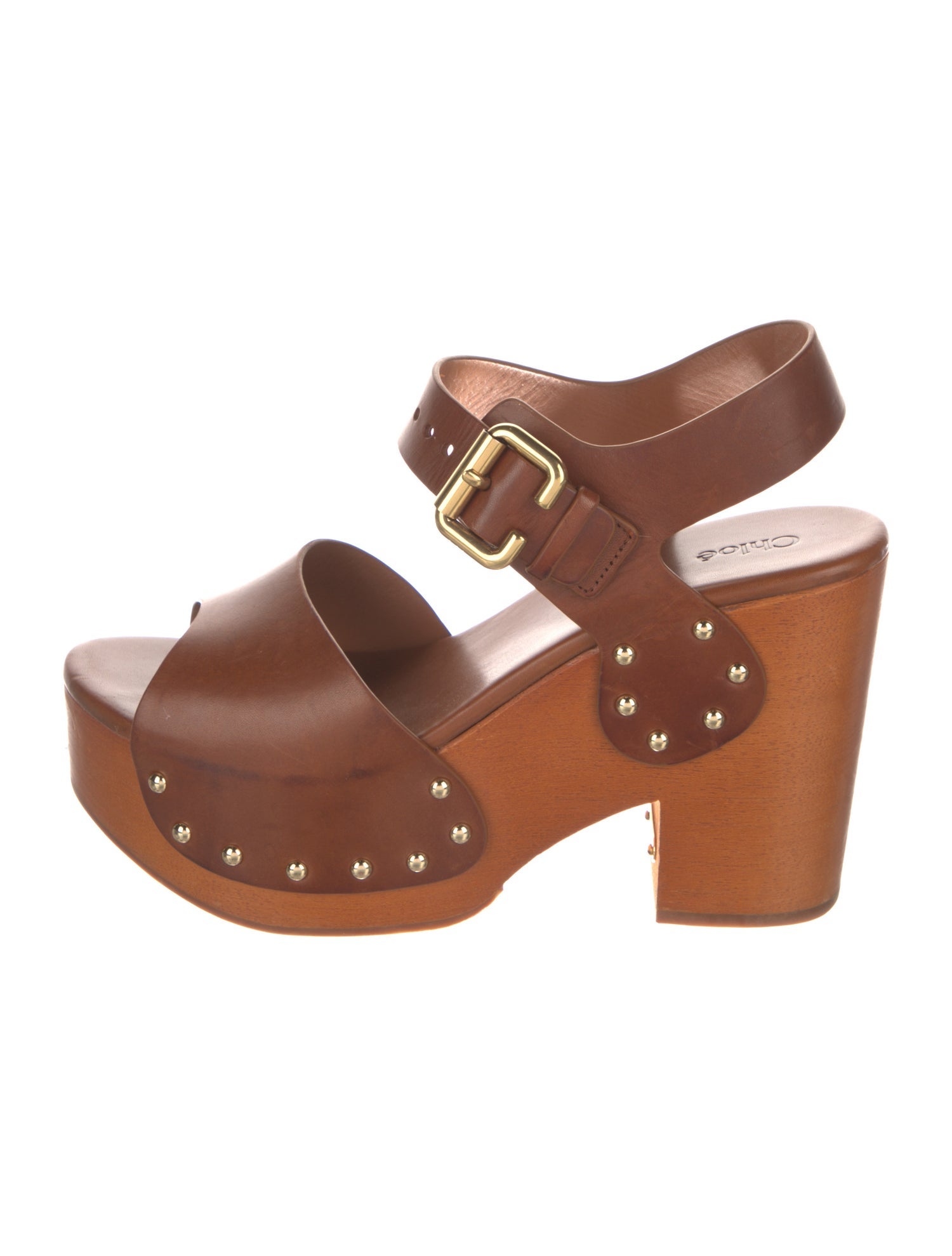 Chloé Leather Studded Accents Slingback Sandals