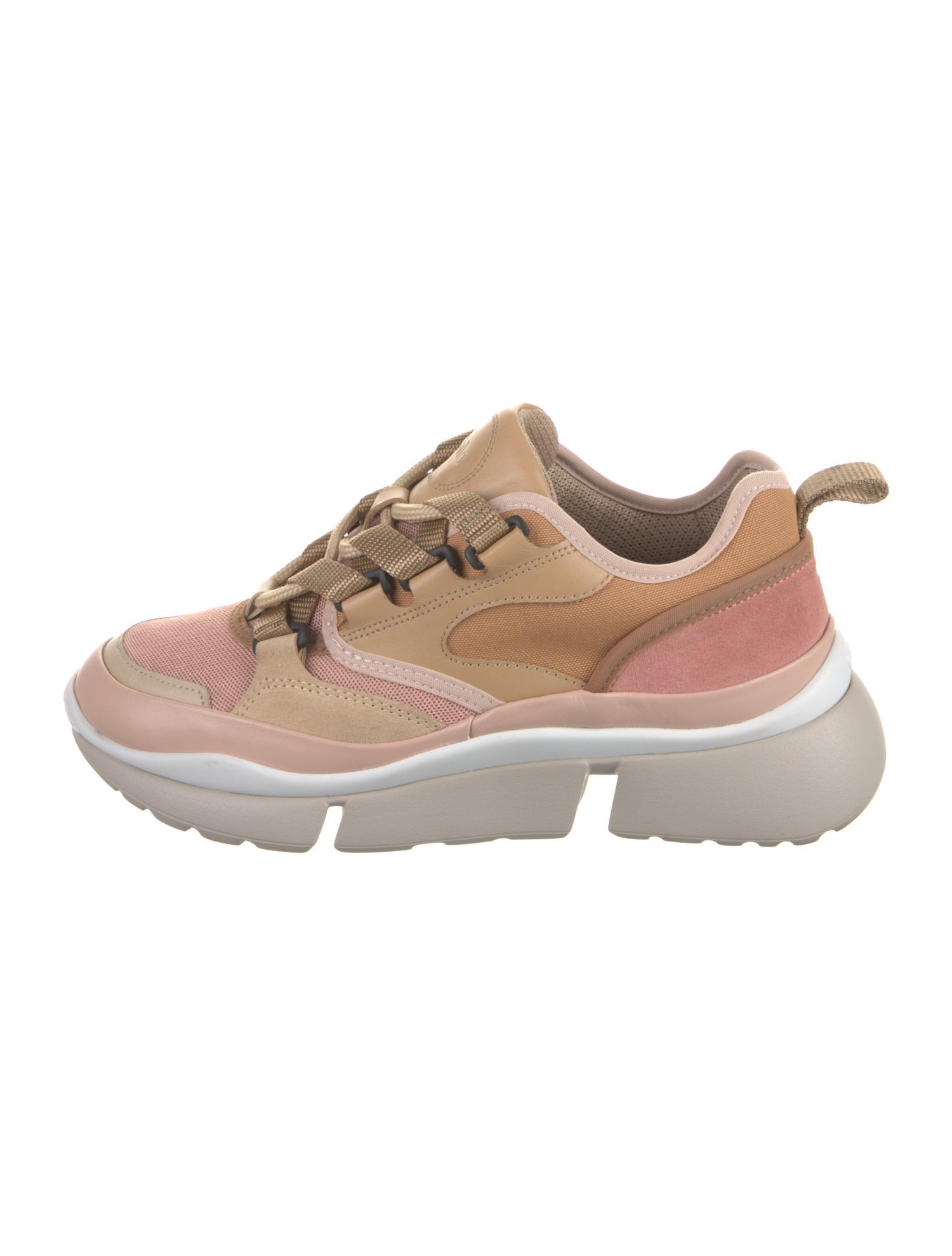 Chloé Mesh Leather Trim Embellishment Sneakers