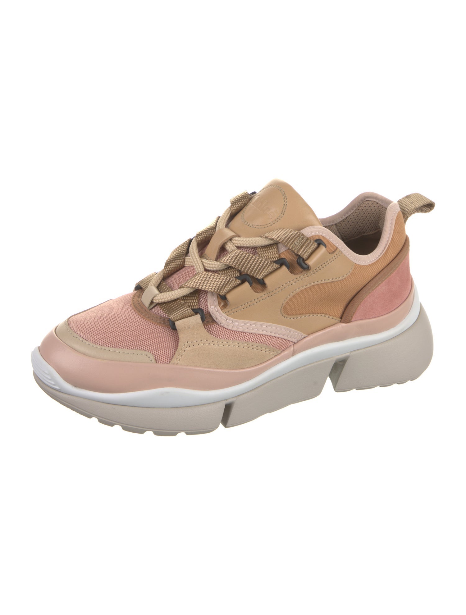 Chloé Mesh Leather Trim Embellishment Sneakers