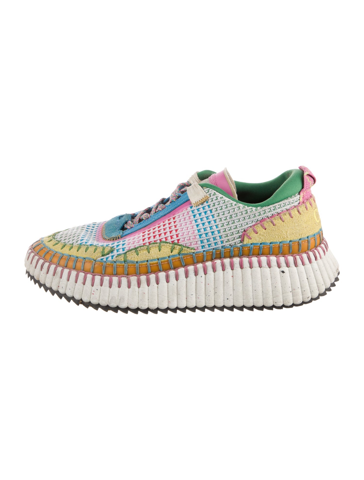 Chloé Patterned Whipstitch Trim Sneakers