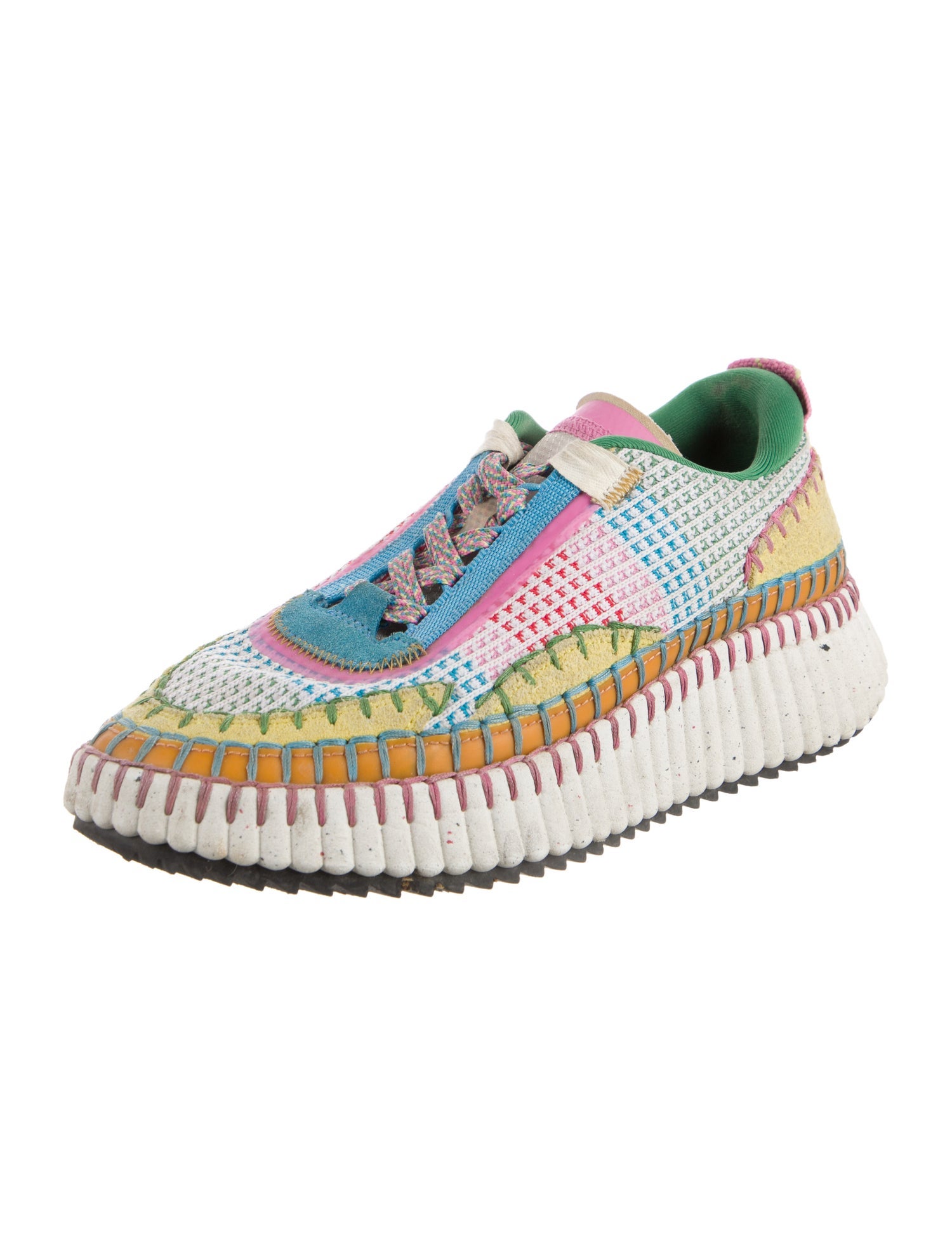 Chloé Patterned Whipstitch Trim Sneakers