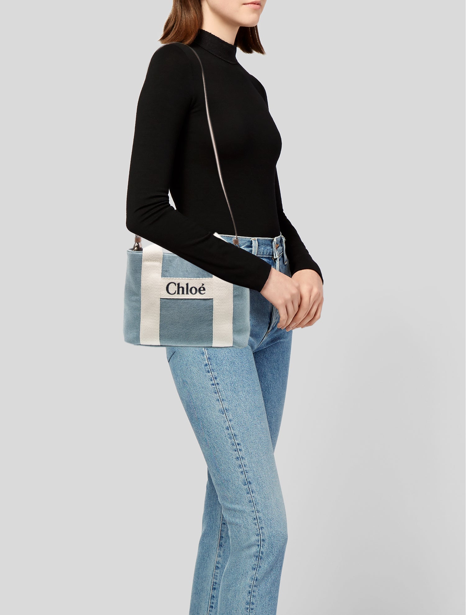 Chloé Girls' Denim Grosgrain Crossbody