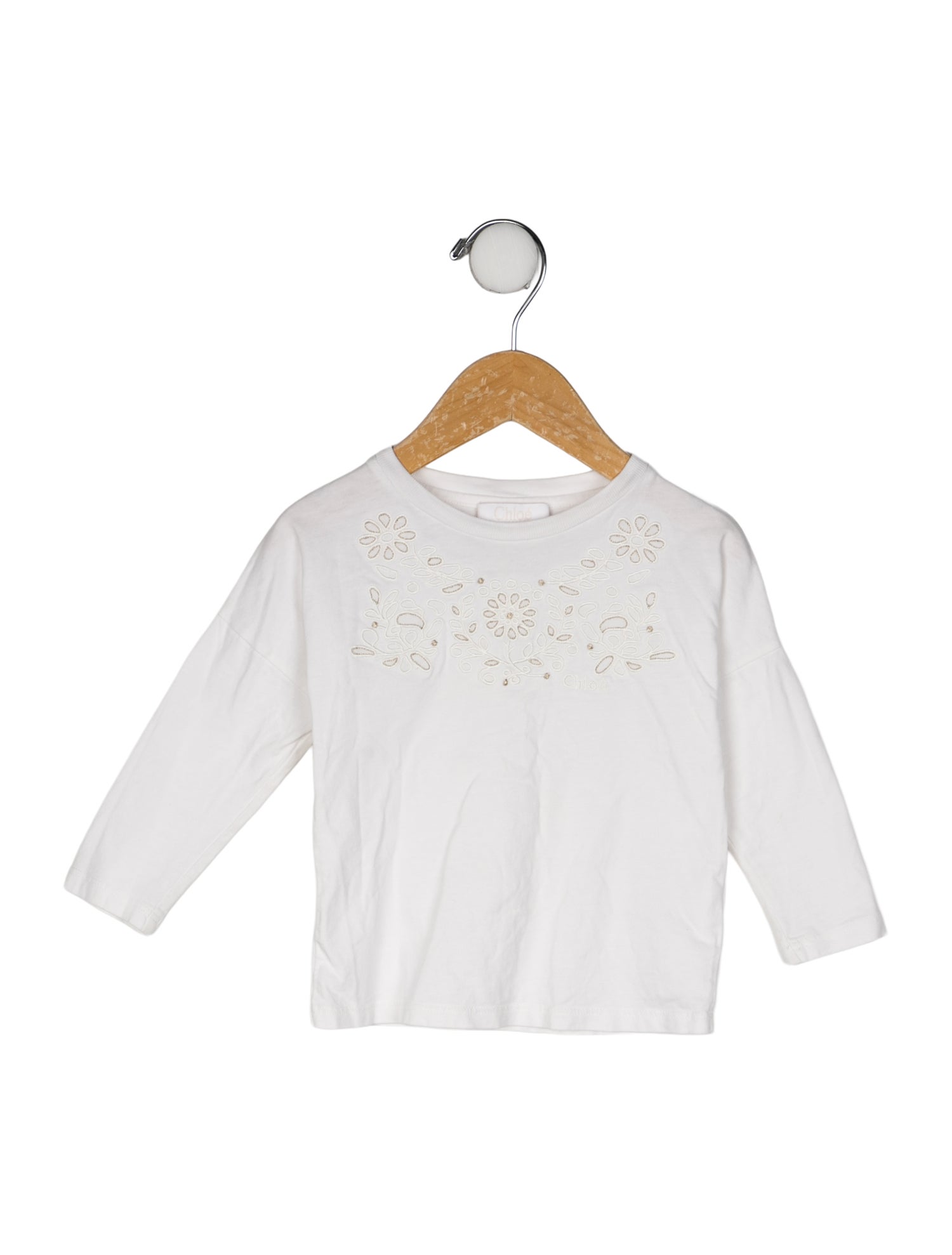 Chloé Toddler Girls' Eyelet Accent Long Sleeve Top