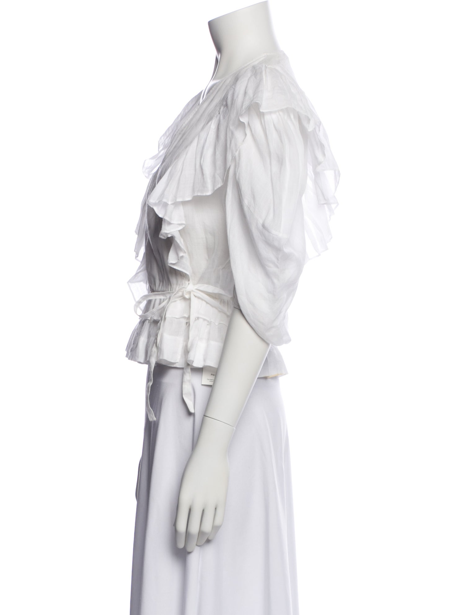 Chloé V-Neck Three-Quarter Sleeve Crop Top