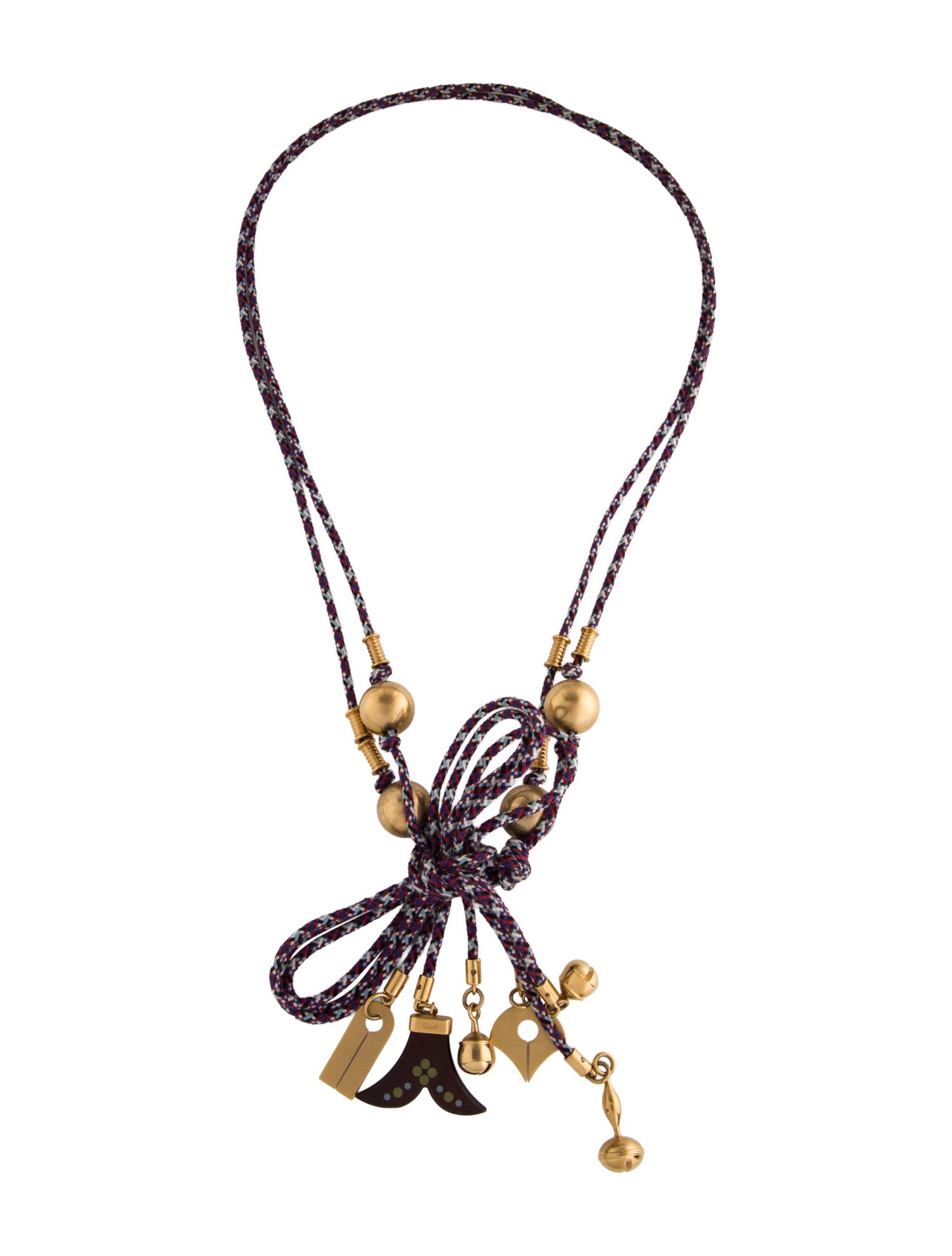 Chloé Cord Janis Beaded Tie Necklace