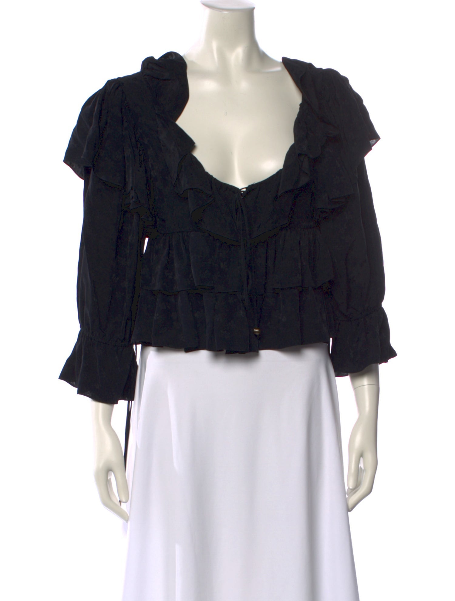 Chloé V-Neck Three-Quarter Sleeve Crop Top