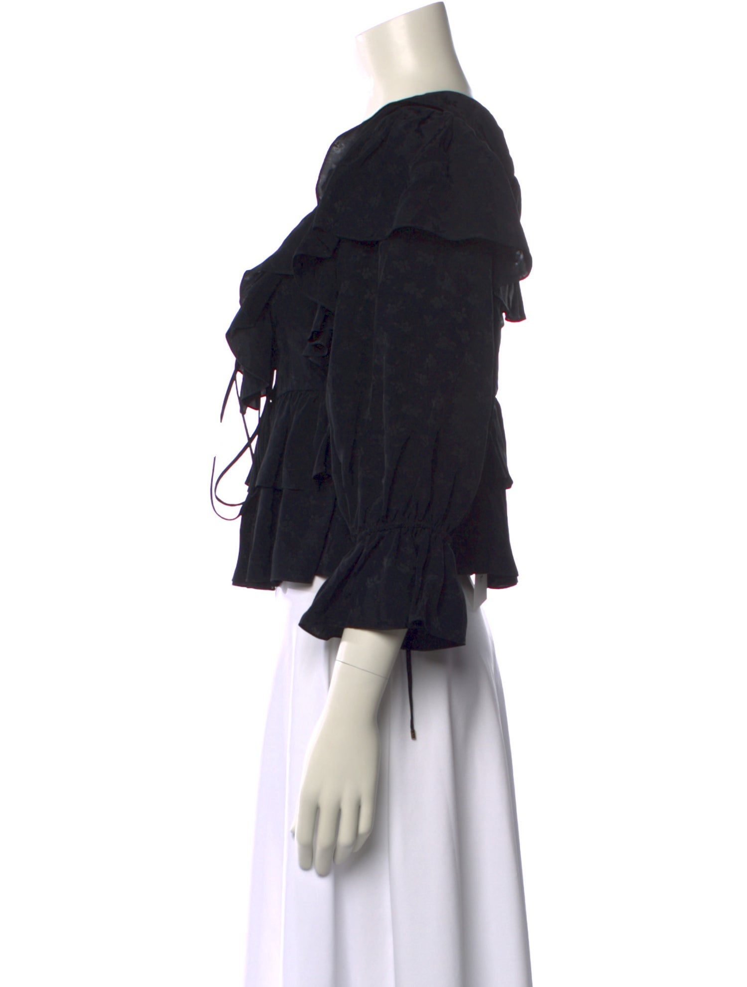 Chloé V-Neck Three-Quarter Sleeve Crop Top