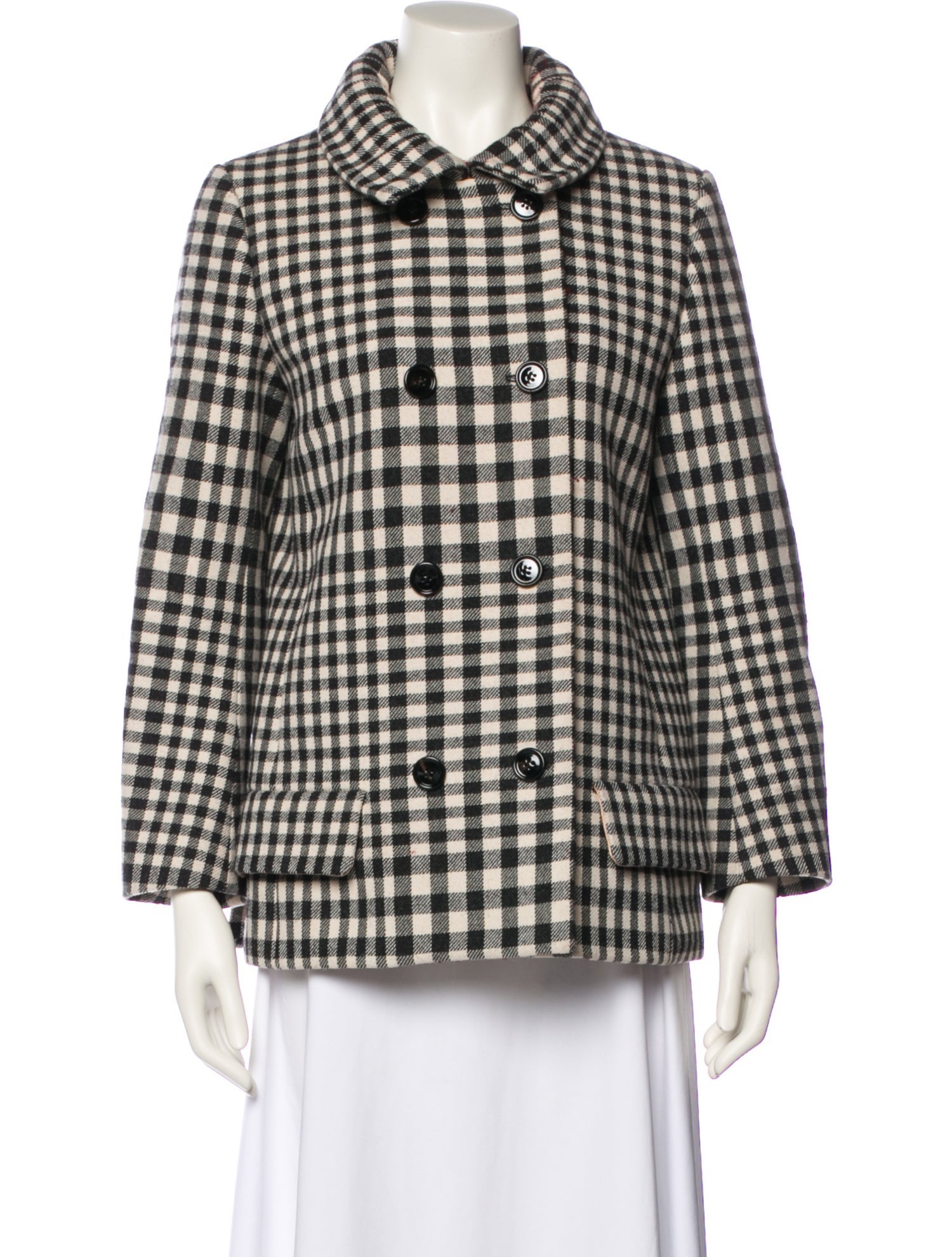 Chloé Wool Plaid Print Blazer