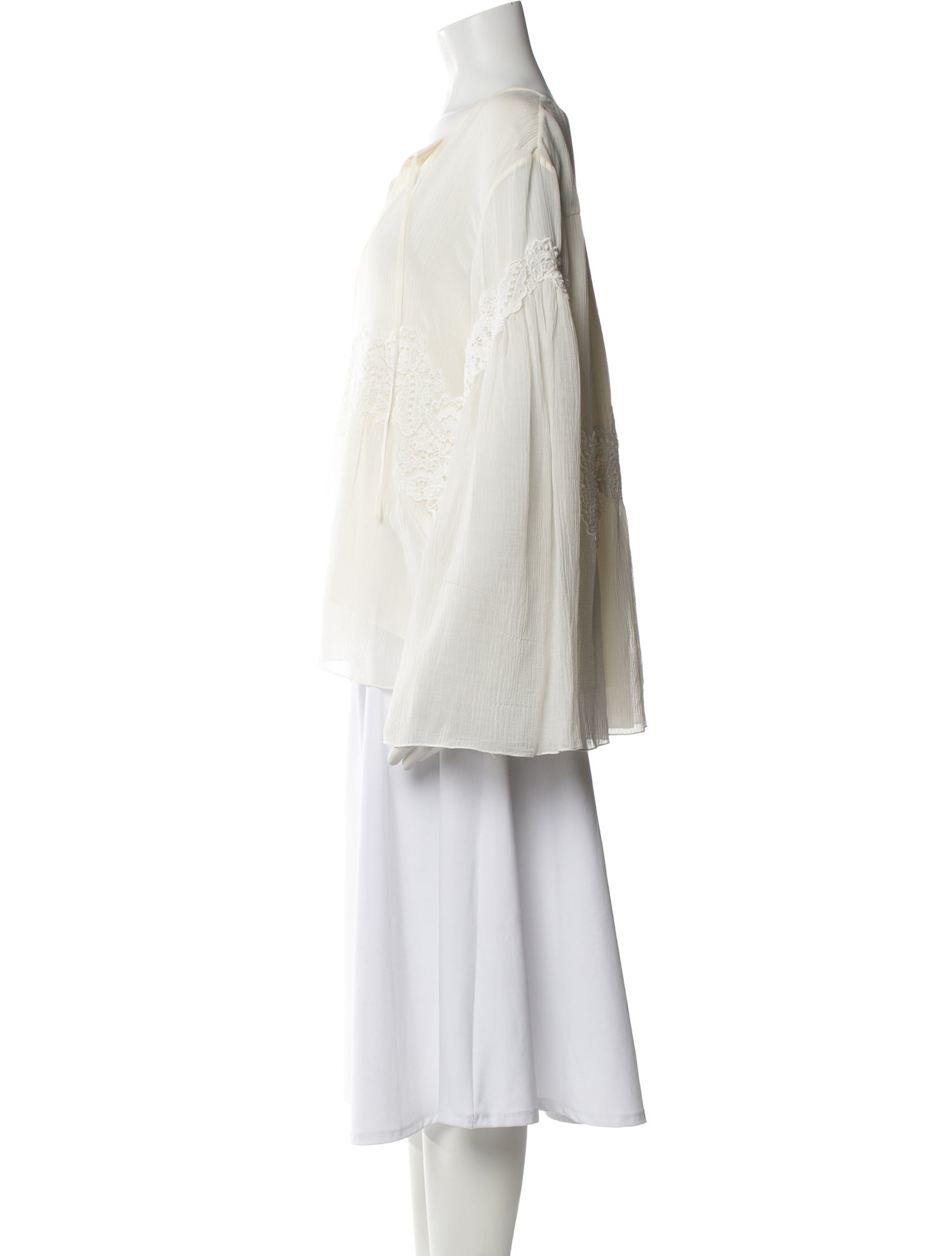 Chloé Lace Pattern V-Neck Blouse