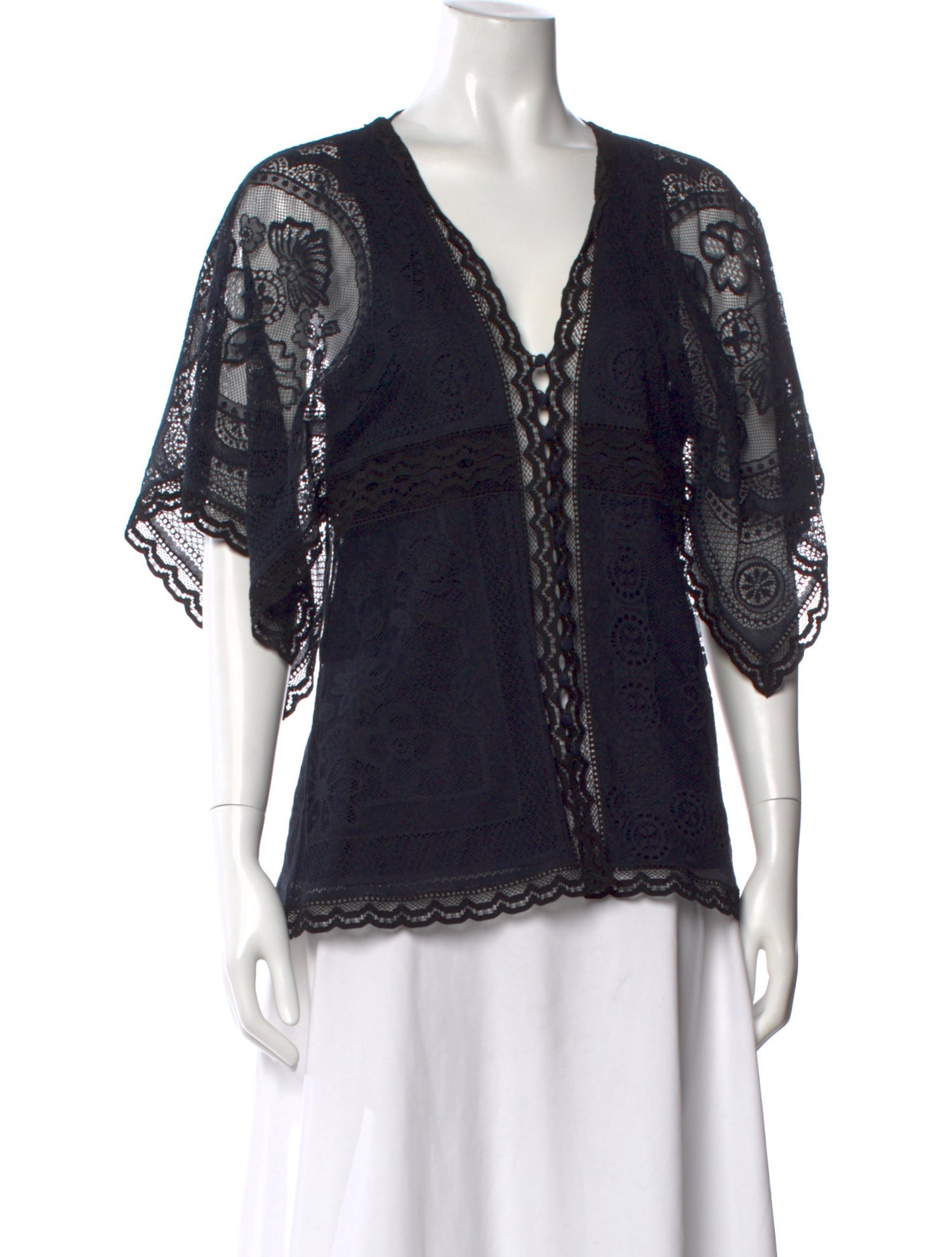 Chloé Lace Pattern V-Neck Blouse