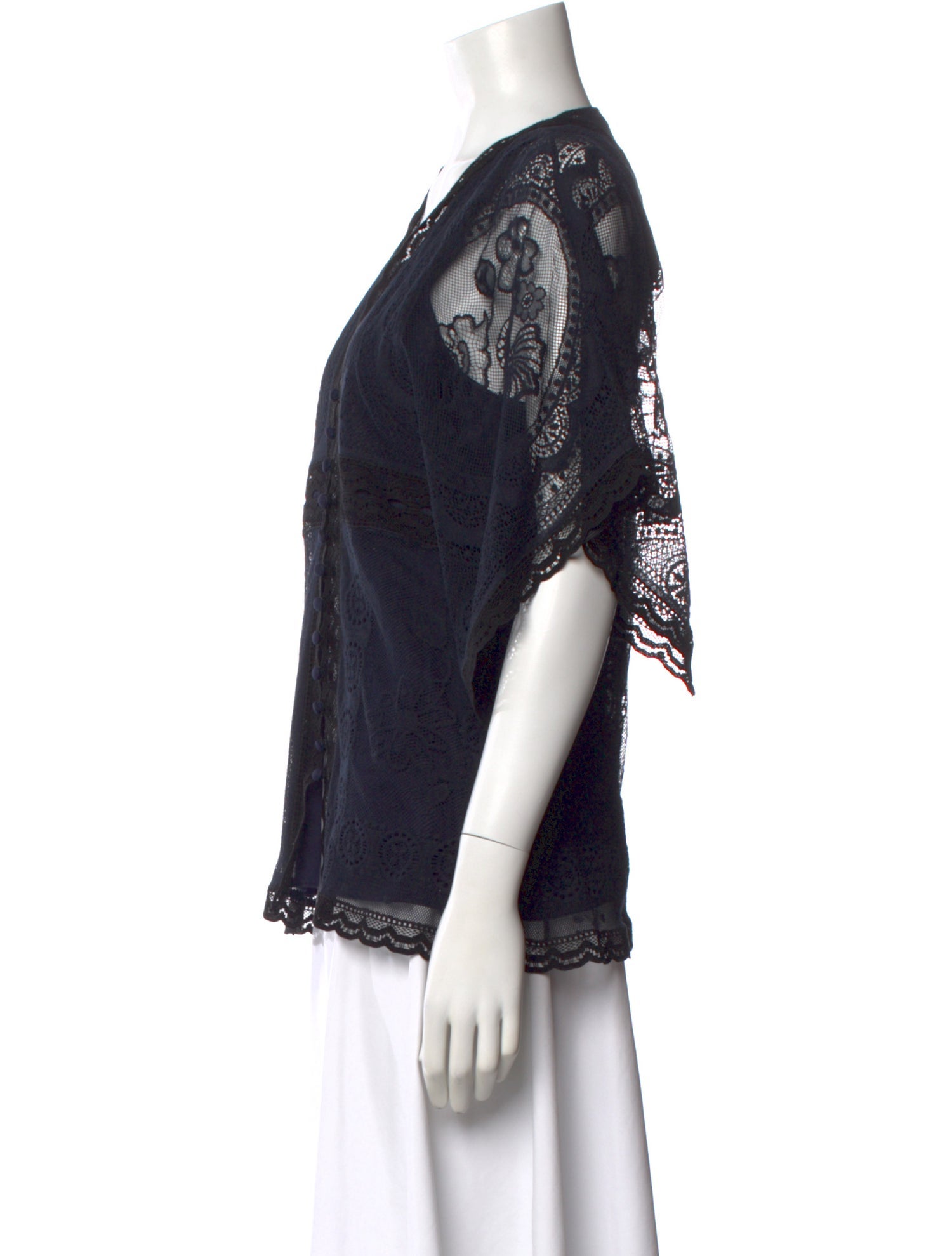 Chloé Lace Pattern V-Neck Blouse