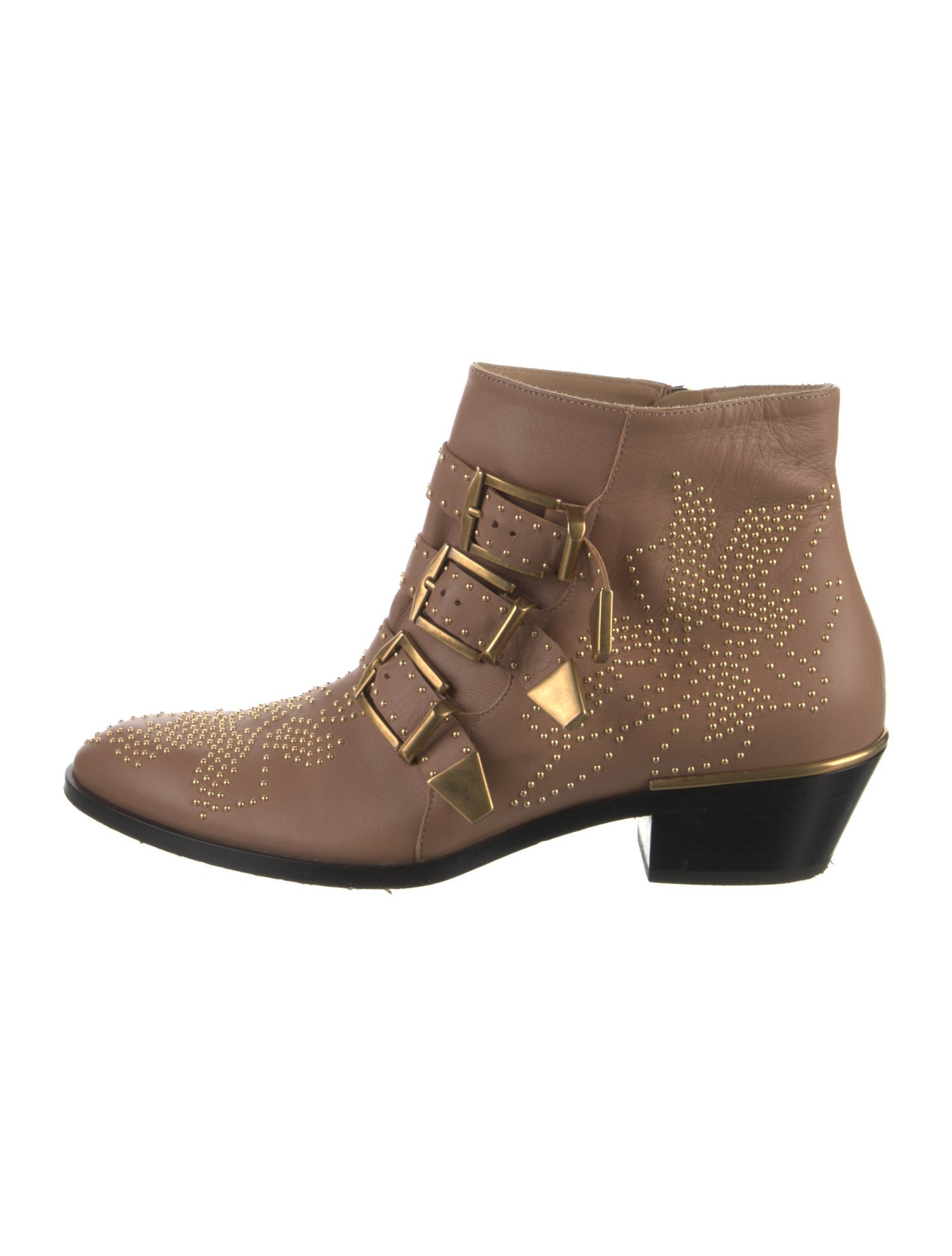 Chloé Leather Studded Accents Lace-Up Boots
