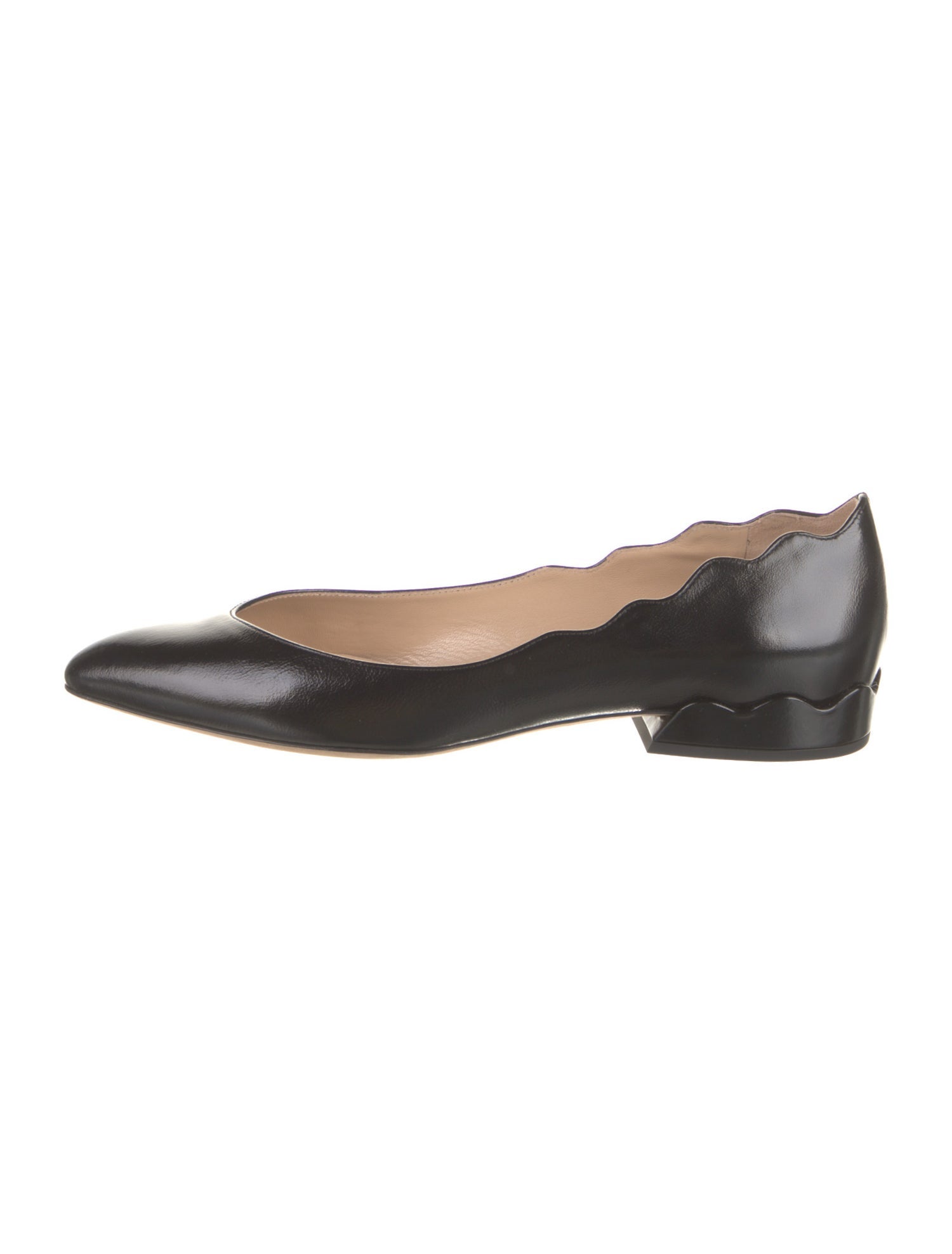 Chloé Leather Scalloped Accent Ballet Flats
