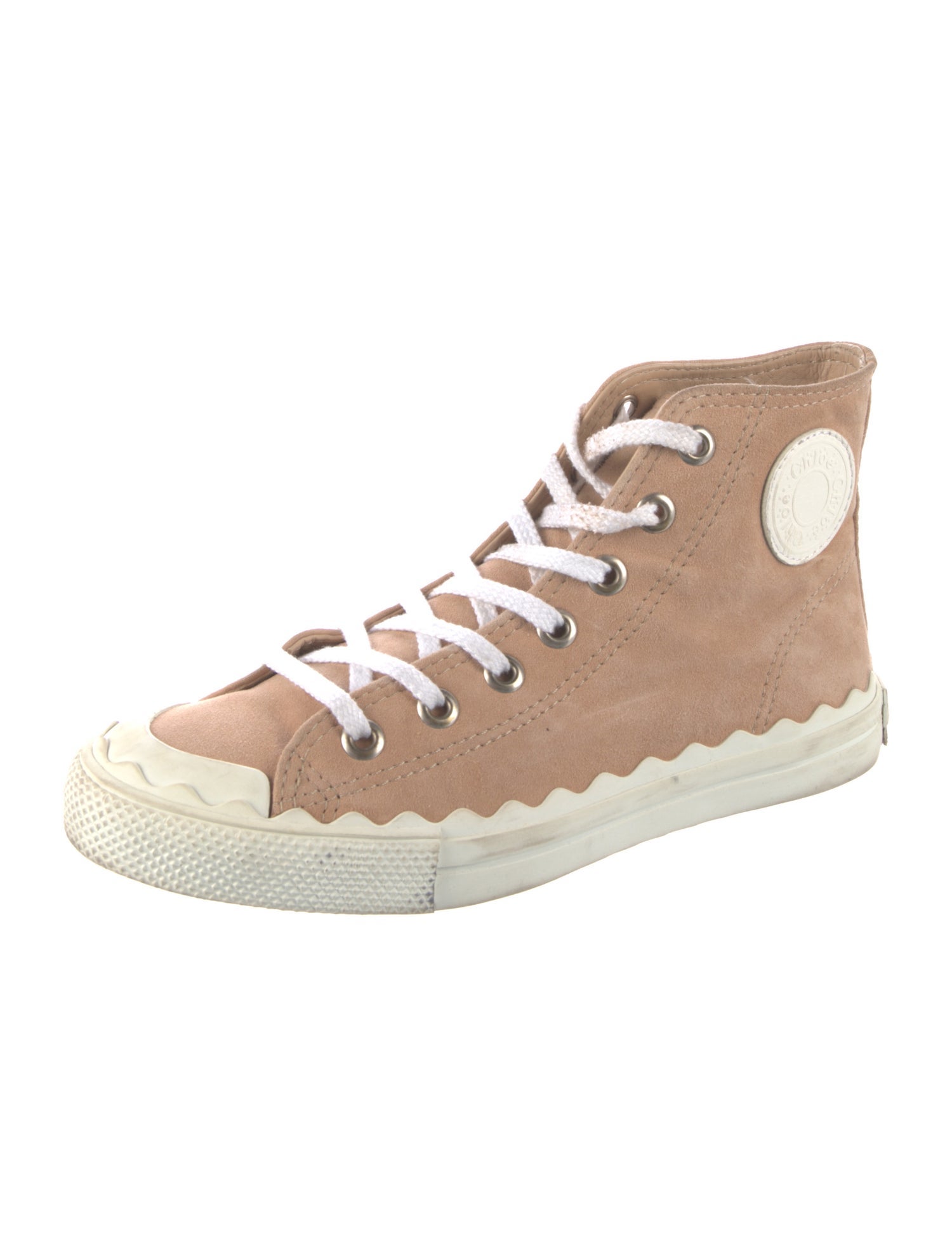 Chloé Suede Scalloped Accent Sneakers