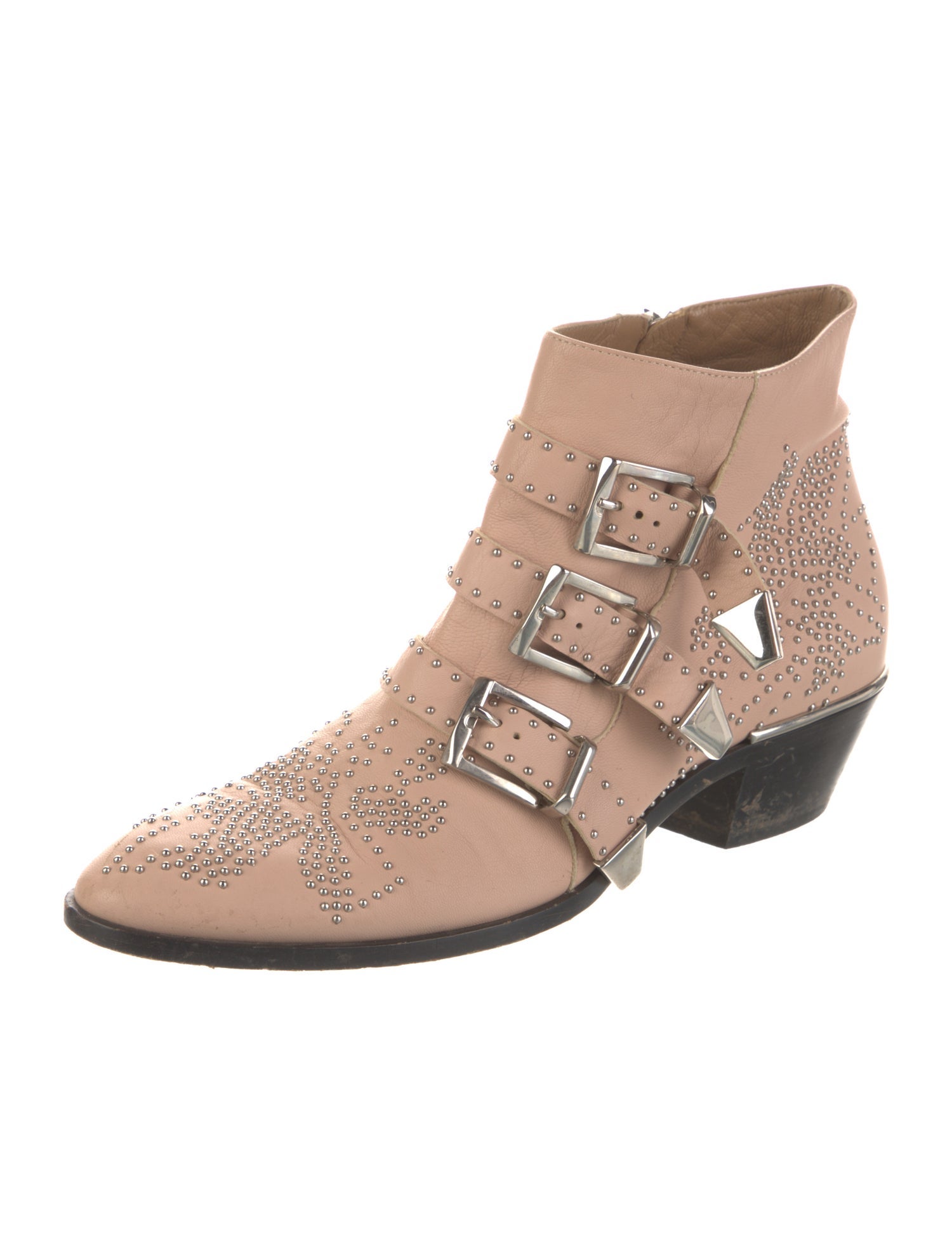 Chloé Leather Studded Accents Boots