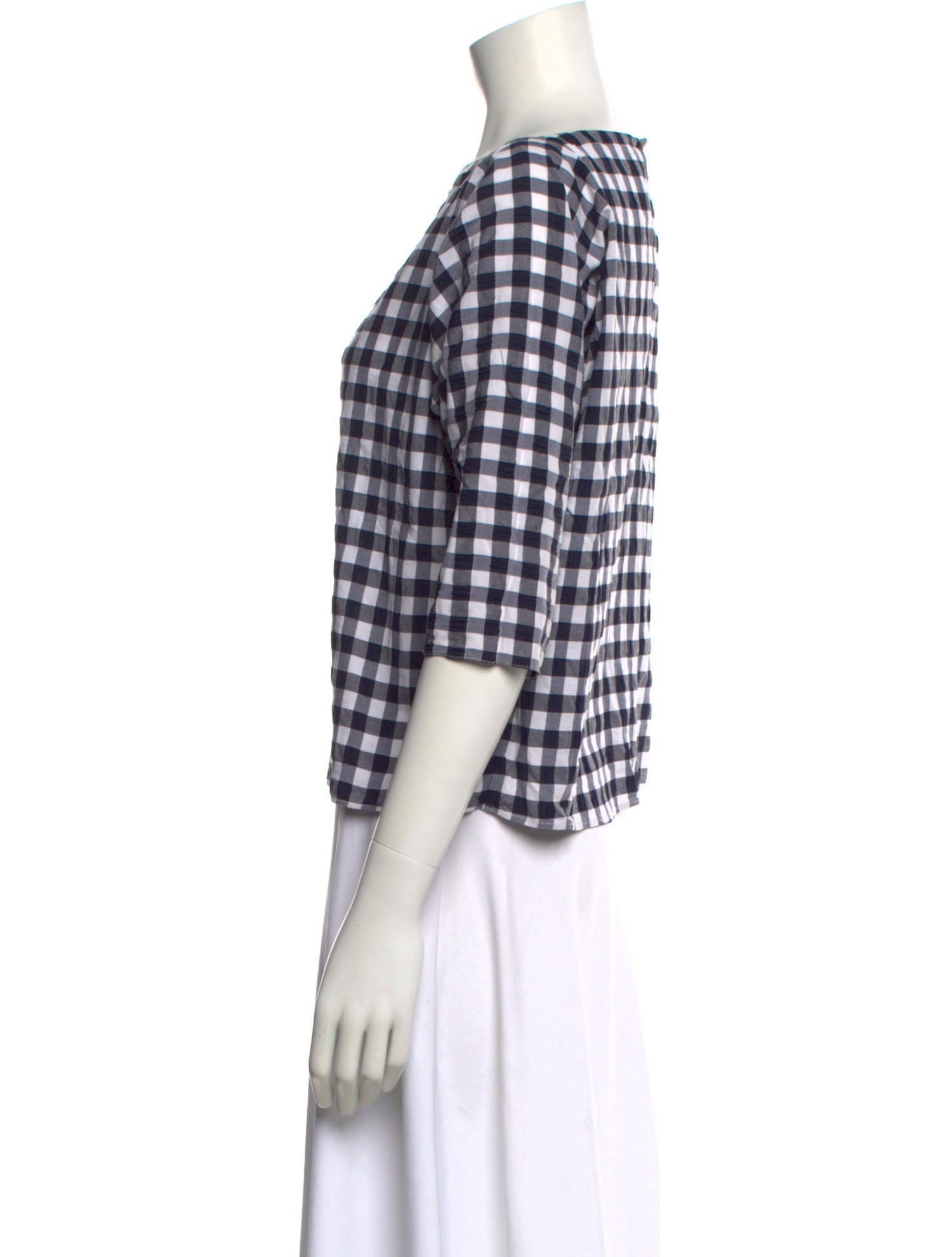 Chloé Plaid Print Bateau Neckline Blouse