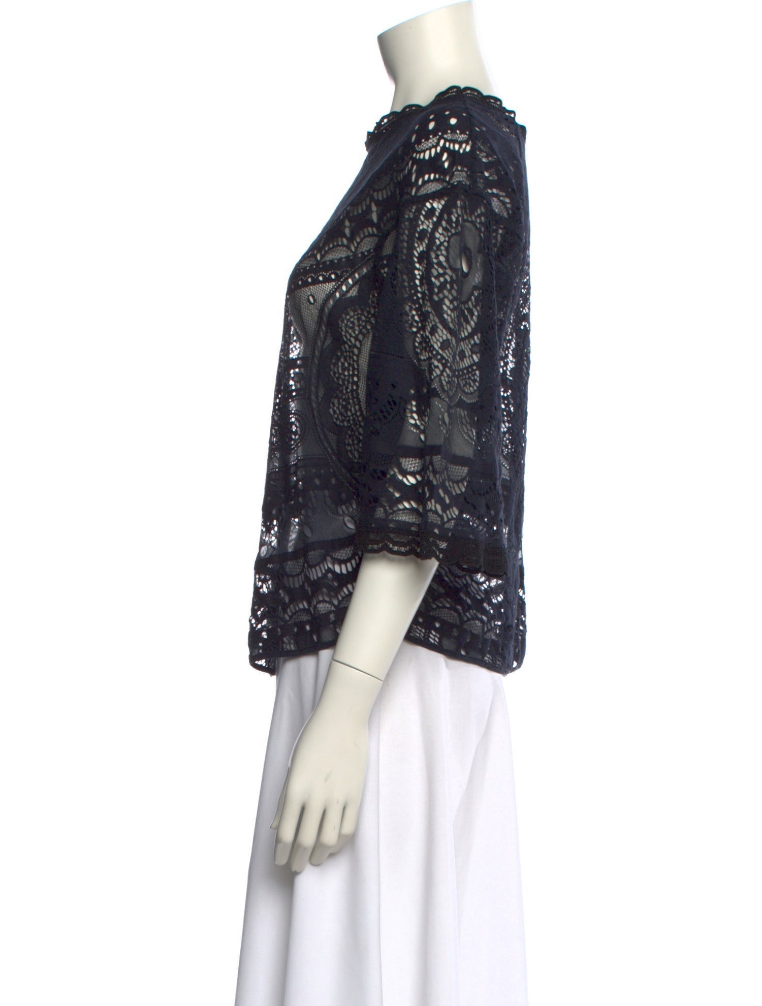 Chloé Lace Pattern Bateau Neckline Blouse