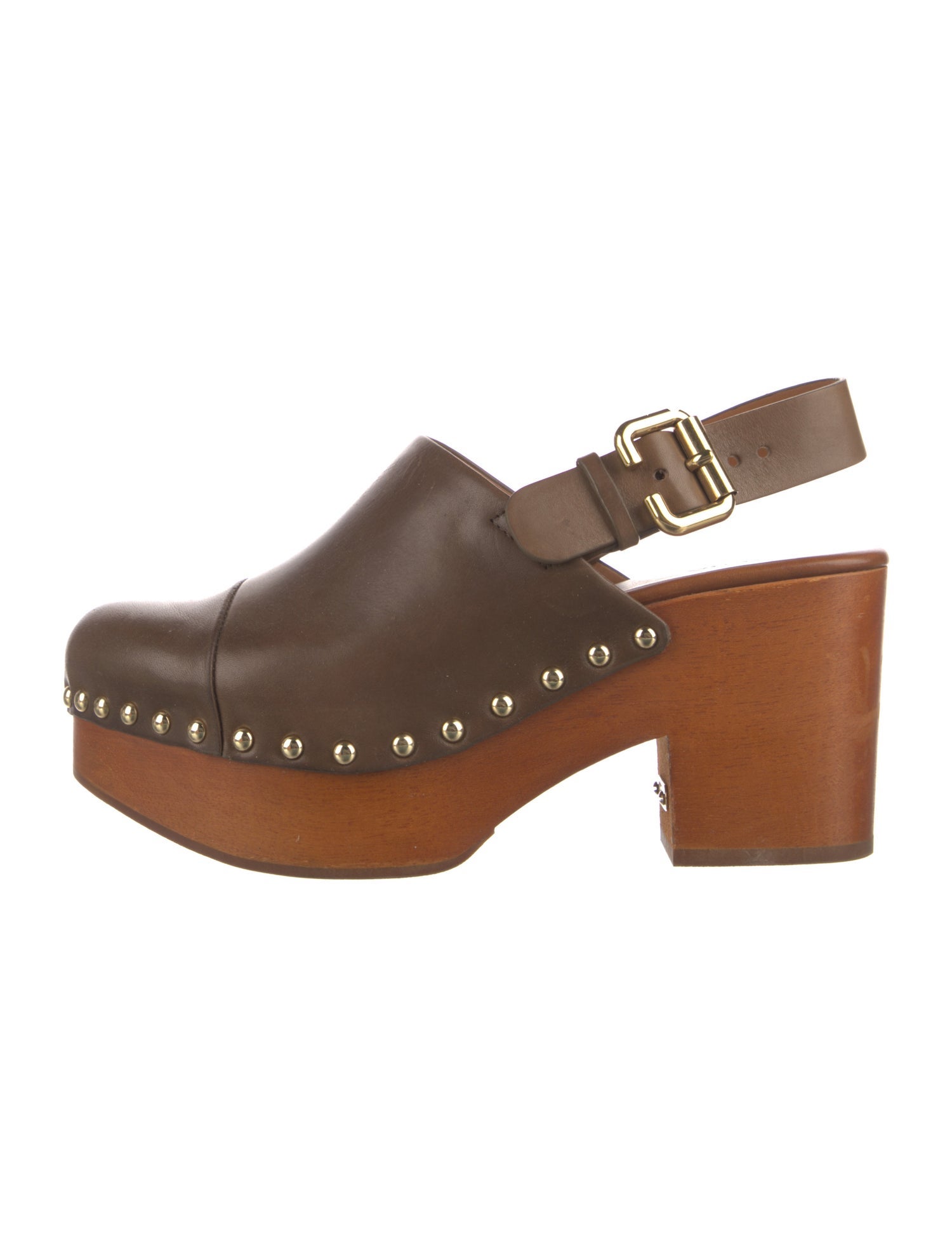 Chloé Leather Studded Accents Slingback Sandals