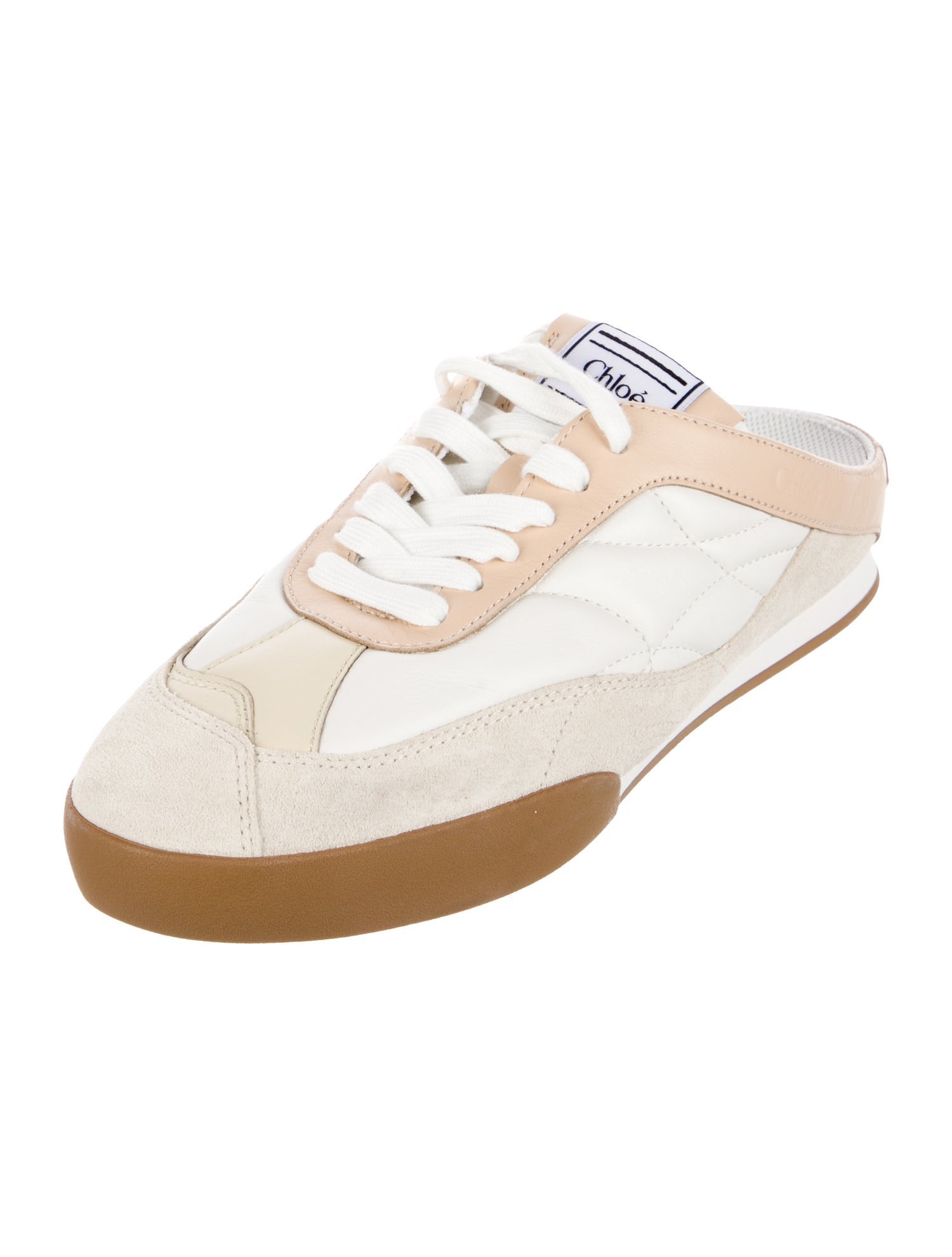 Chloé Leather Colorblock Pattern Sneakers