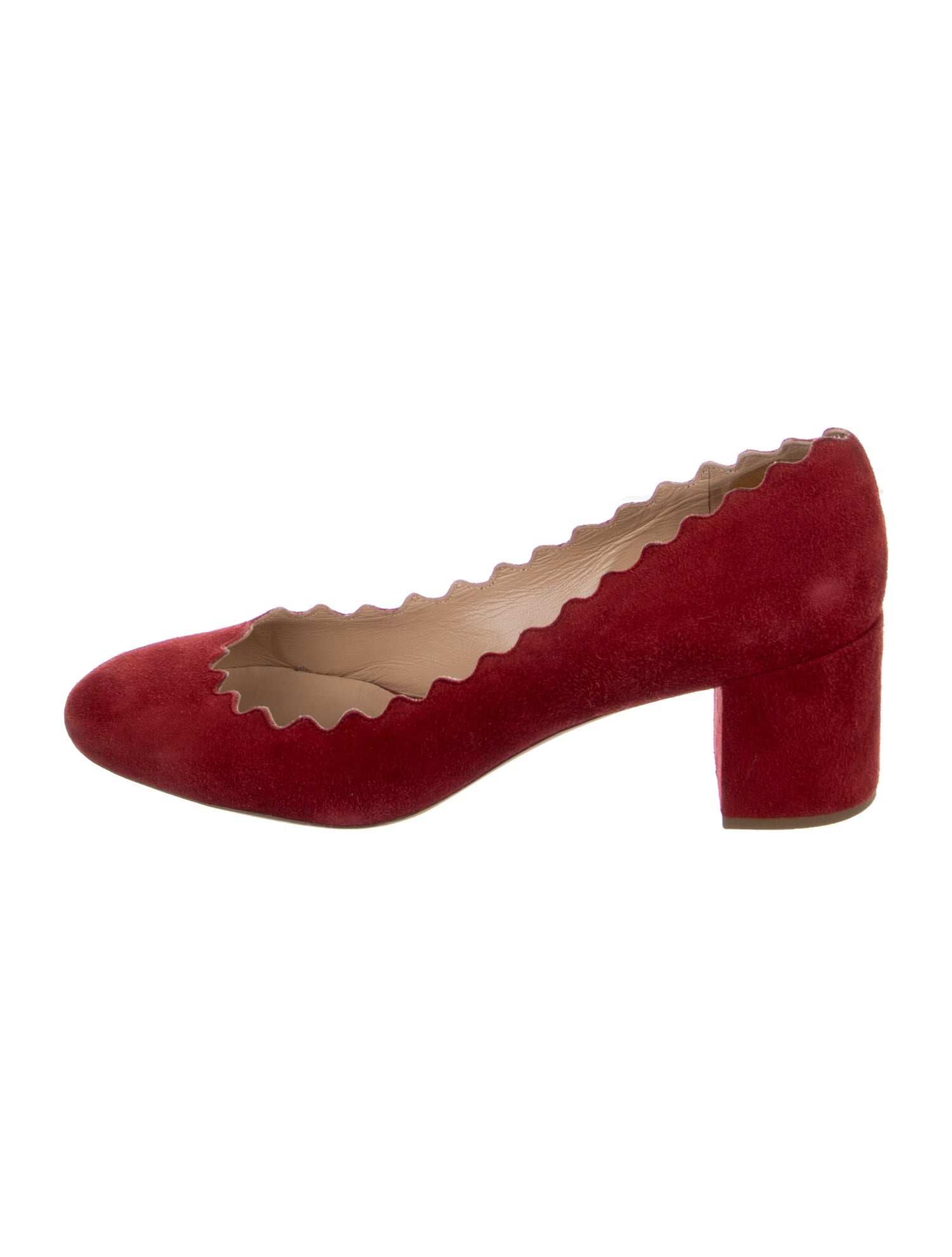 Chloé Suede Scalloped Accent Pumps